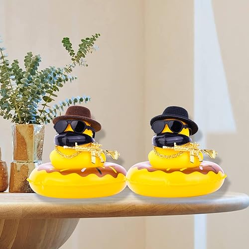 Miniatura 7 de MuMyer Adornos de pato de goma para automóvil, decoración de tablero de automóvil con accesorios geniales, cubierta de boca, mini anillo de