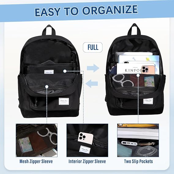 Chase Chic School Backpack for Men Women, Water Resistant Casual Daypack for School/College/Work/Travel,18.8L Lightweight Rucksack for Teen Boys Girls
