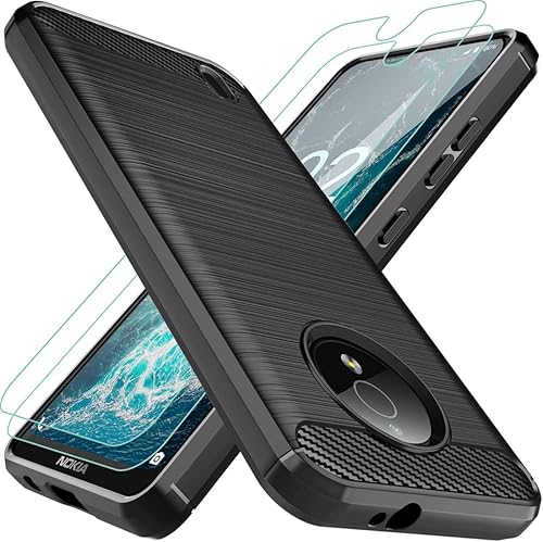 Osophter Funda para Nokia C200 con 2 protectores de pantalla de absorción de golpes, funda protectora de goma TPU flexible para teléfono celular