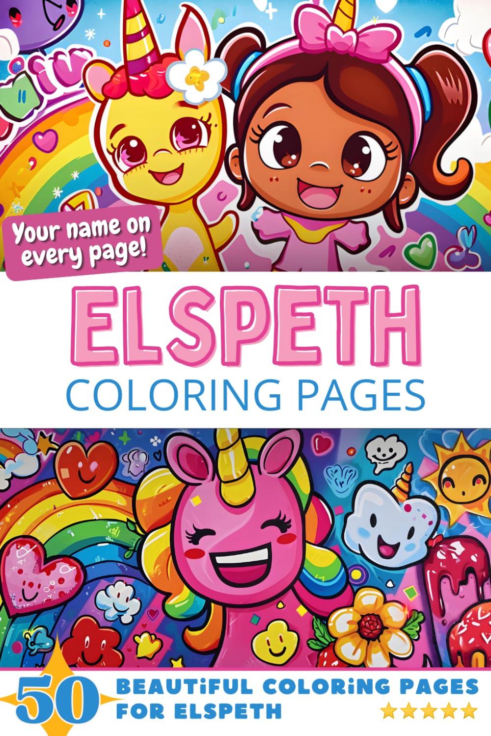 Elspeth Coloring Pages: Wow-Effect! Your name on every page - Elspeth coloring book - 6x9" - 50x Elspeth coloring page - Fantastic Gift