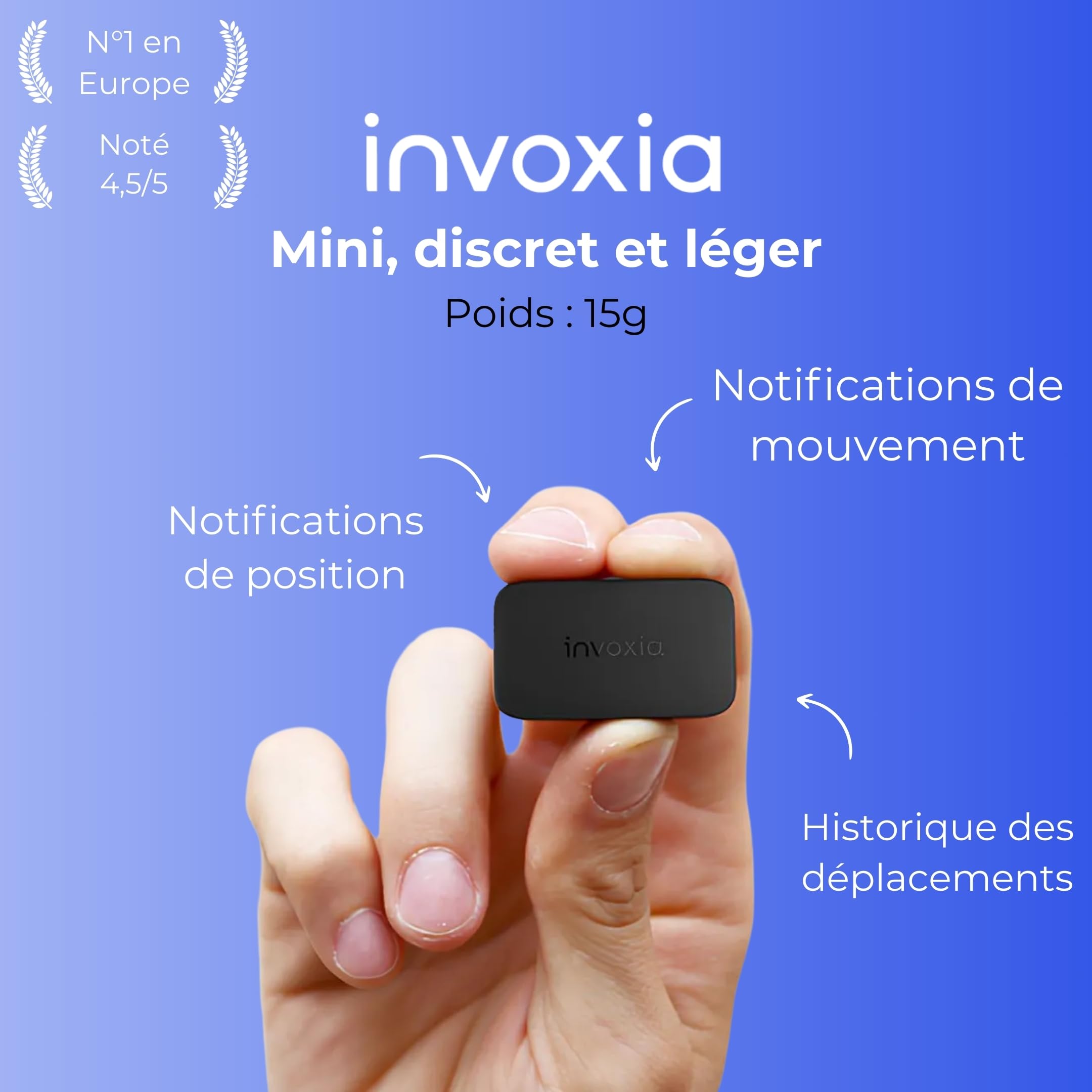 Invoxia Mini Tracker GPS Traceur Compact Connecté | Étanche et léger, alertes antivol temps réel, autonomie 3 mois, abonnement 1 an inclus