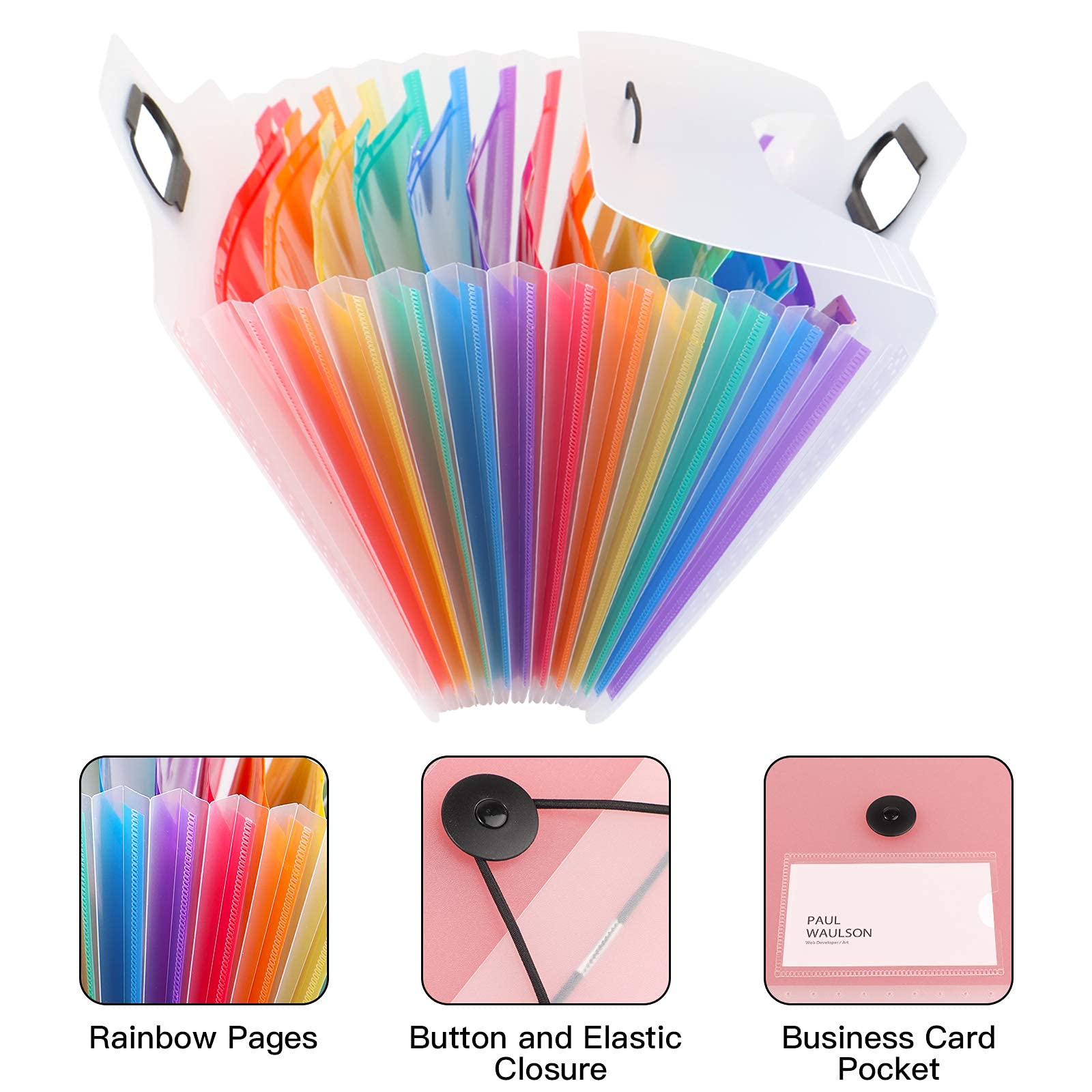 2Pack 13Pockets Expanding File Folder with Handle, Plastic Expandable