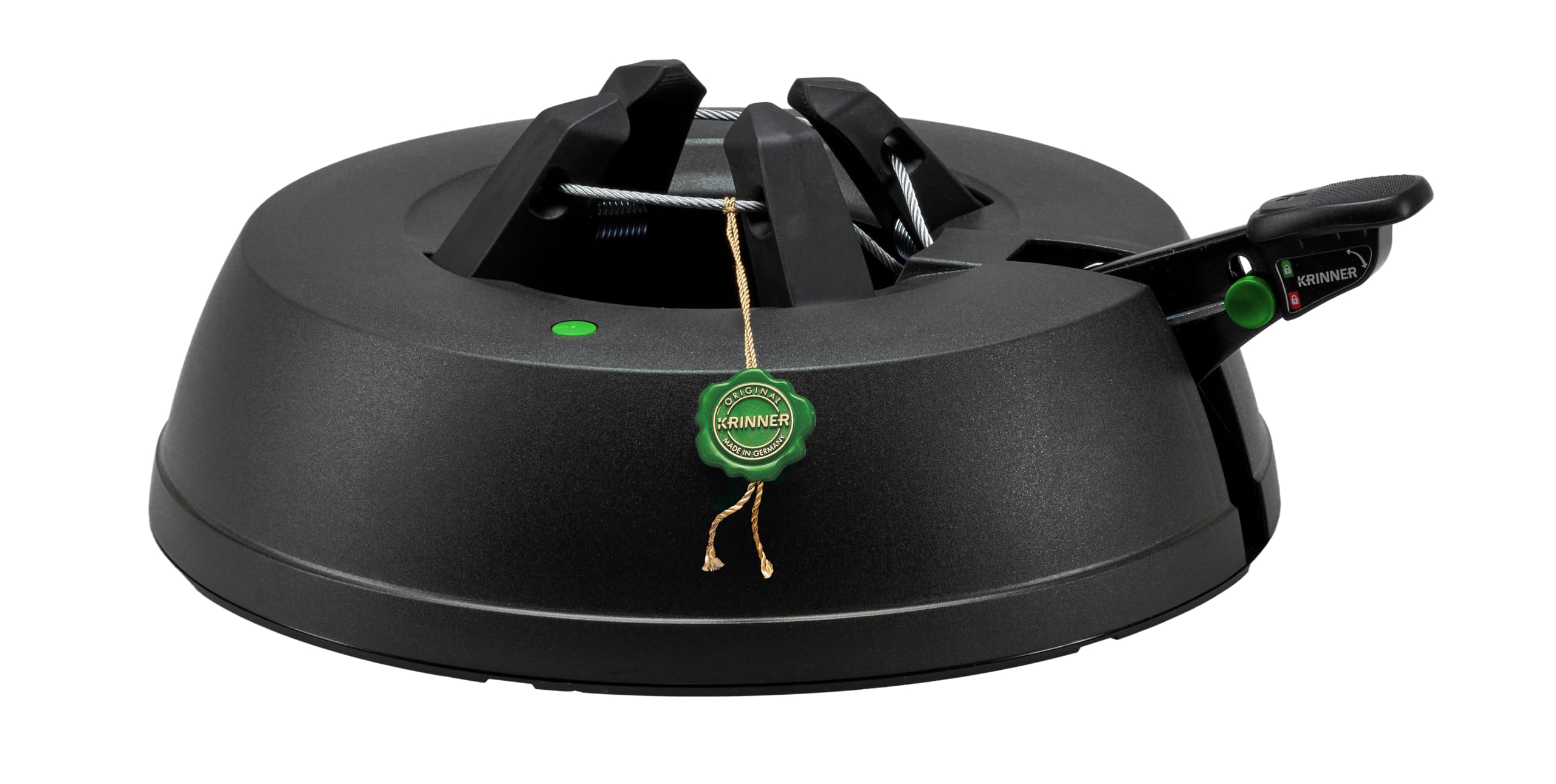 KRINNER® Recycling Weihnachtsbaum Christbaumständer Green Line S Schwarz 34cm inkl. Fußpedal- und Einseiltechnik für Baumhöhe bis 2,2m & 3l Wassertank Made IN Germany 94119