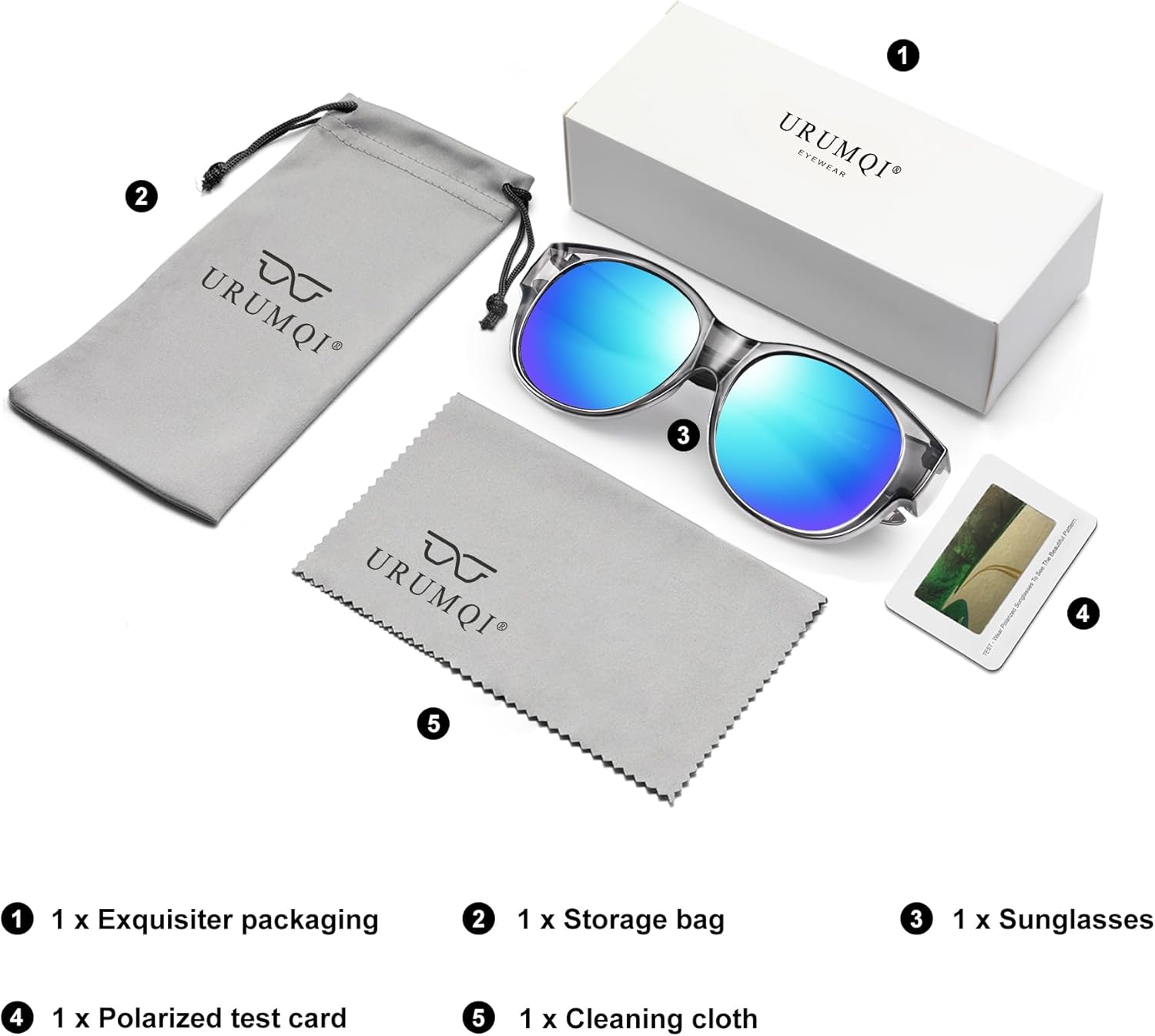 URUMQI Sunglasses Over Glasses Women, Polarized UV400 Protection Fit Over Glasses Sunglasses for Women Round Cat Eye