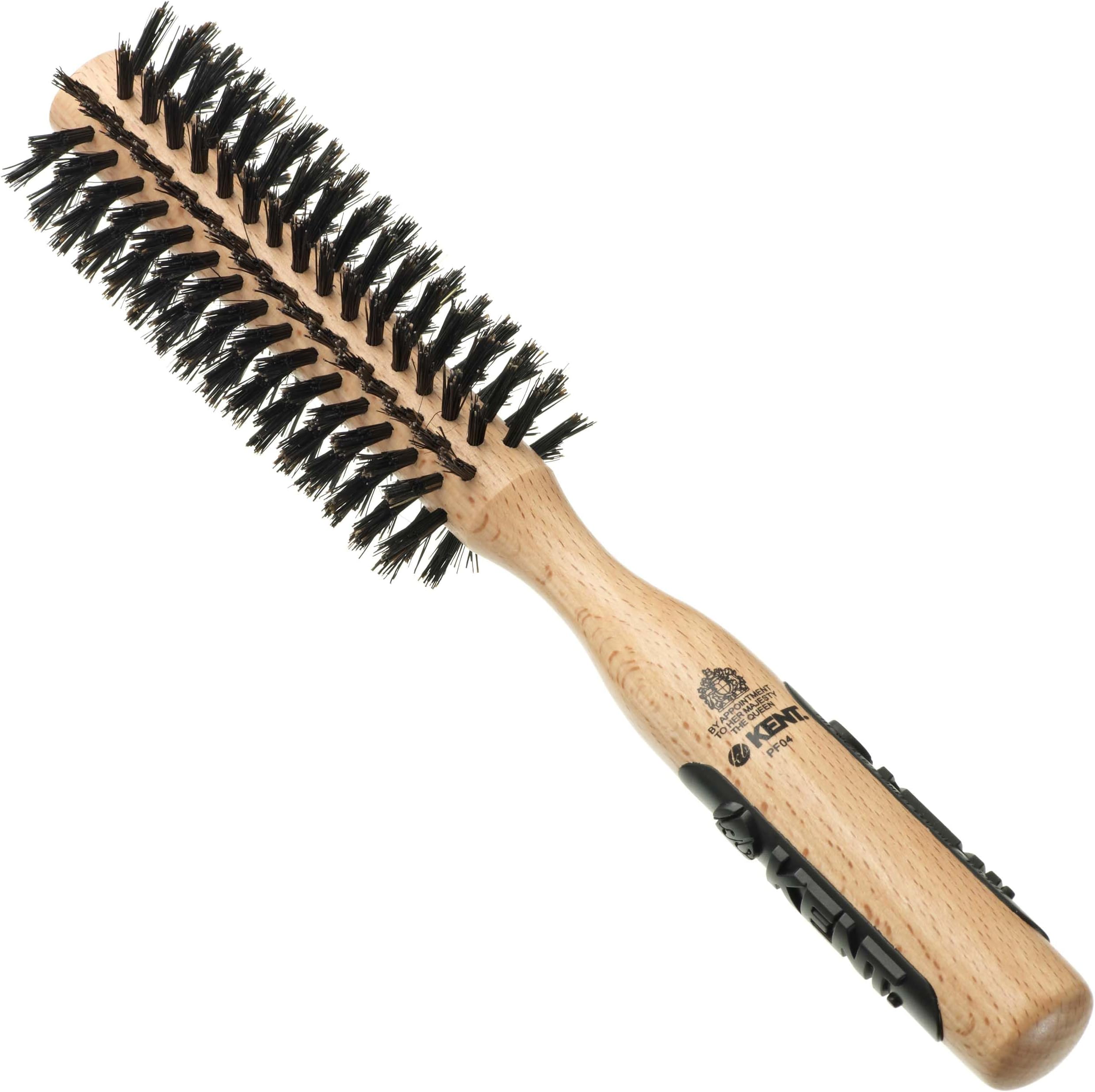 PF04 Small Round Curling Brush with Hard Natural Boar Bristle Hair Drying Round Brush, and Blowout - For Shoulder Length or Shorter Hair.