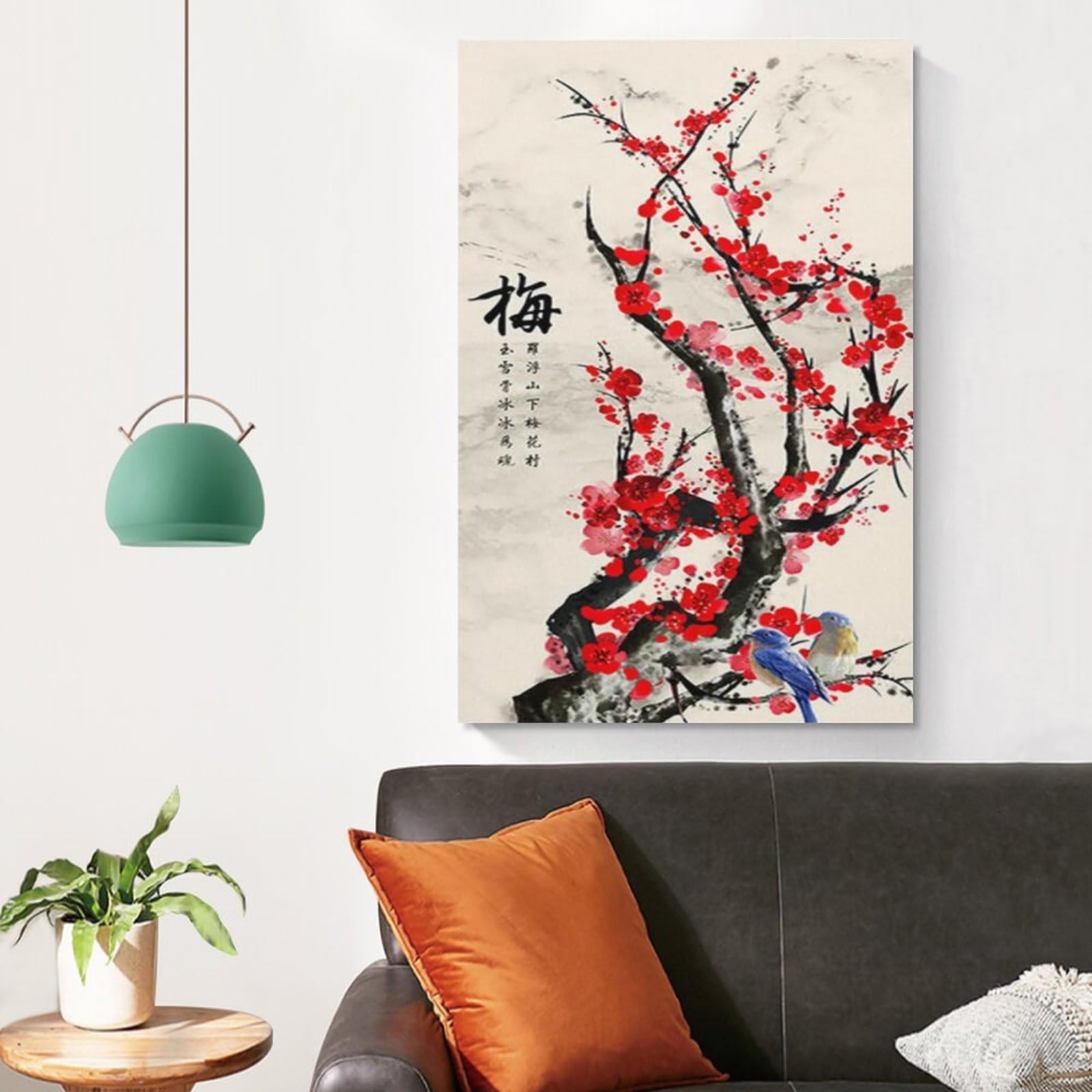 Amazon.co.jp: 梅の花の絵中国の伝統的な筆画ポスター キャンバス