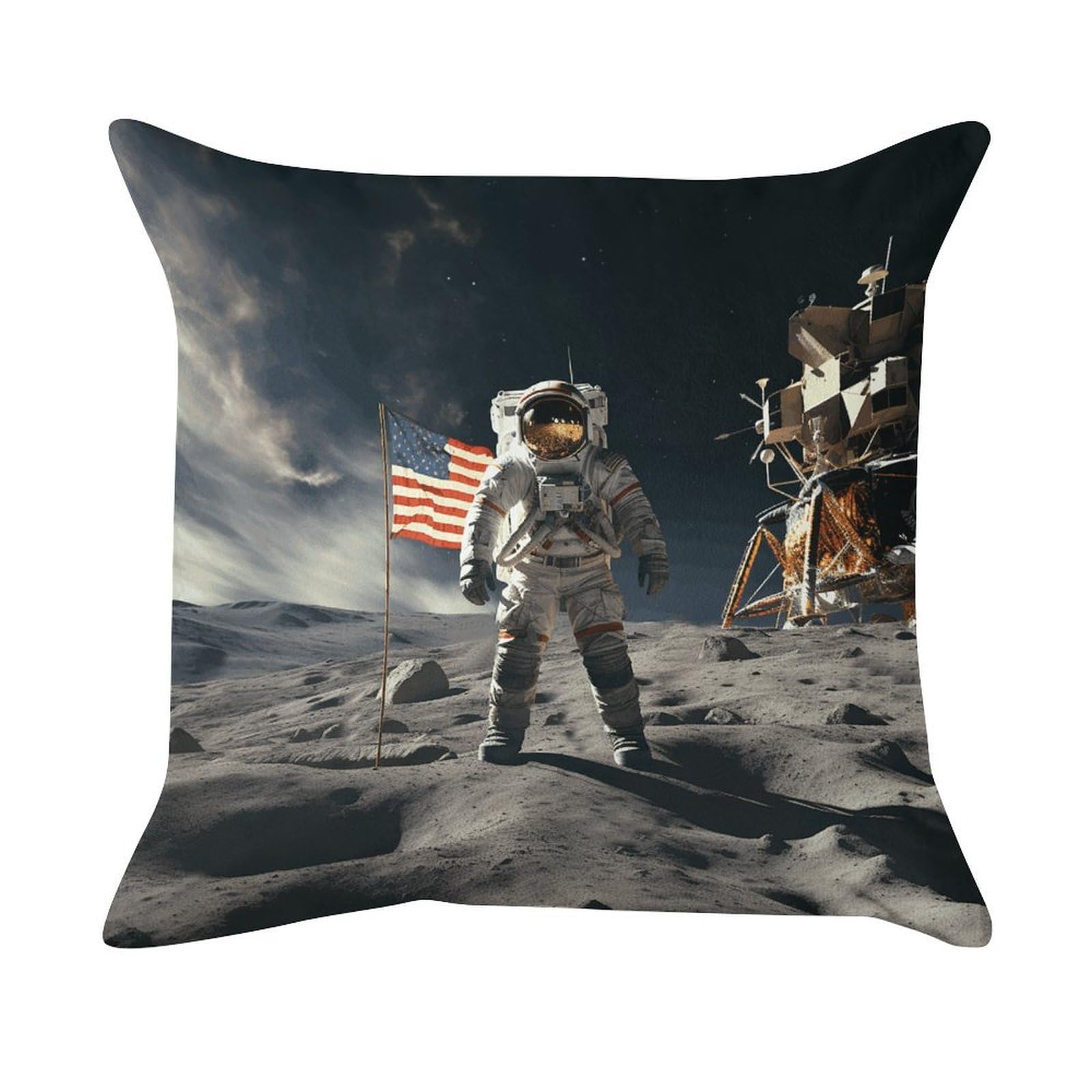 VstaDank Astronaut Landing on The Moon Pillow Covers Super Soft Pillow Cases Square Throw Pillowcase Decorative Luxury Cushion Cases Velvet Lumbar Pillow Shells with Zipper for All Seasons