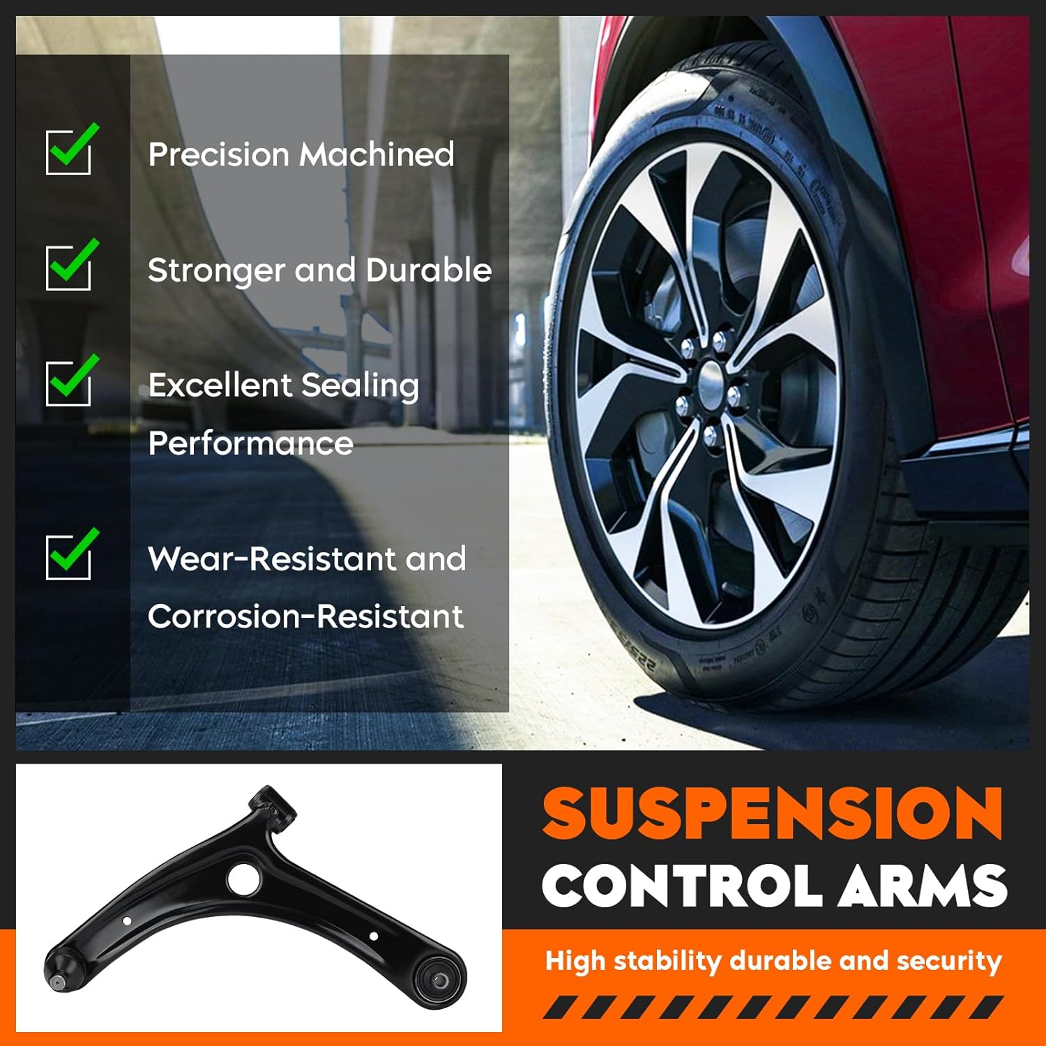 Front Lower Left Control Arms with Ball Joint Kit Suspension Set for Dodge Caliber 2007-2012, for Jeep Compass, Patriot 2007-2017, K620066 K620065 EV80645 ES800408 K750385 8 pcs