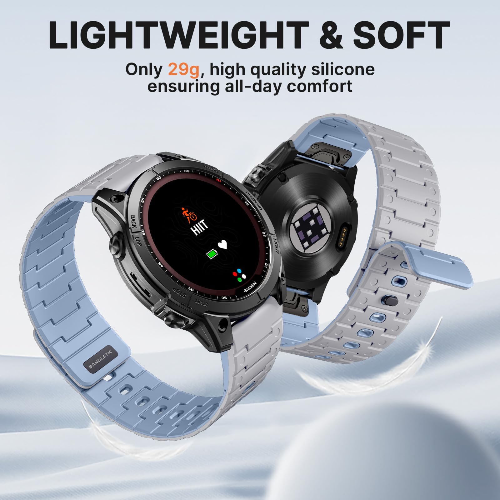 Bandletic Bracelet magnétique de sport compatible avec Garmin Watch Quick