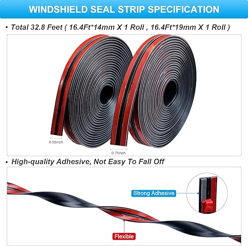 Miniatura 2 de DOTAATDW Sello de techo corredizo de automóvil en forma de T de 32.8 pies, burlete de goma autoadhesivo para parabrisas de automóvil, techo de