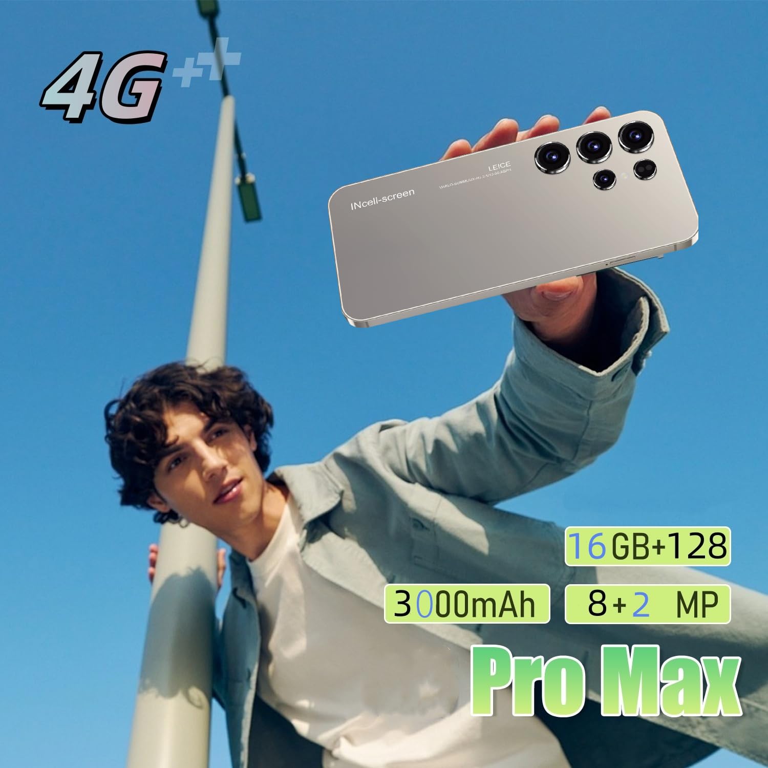 Sblocca il tuo telefono, schermo da 6,3 pollici, 2 GB RAM + 16 GB ROM/TF 128 GB, 2 MP + 8 MP doppia fotocamera, supporto per 4G LTE FDD TDD, Dual SIM, adatto per principianti. (bianco, 6.3