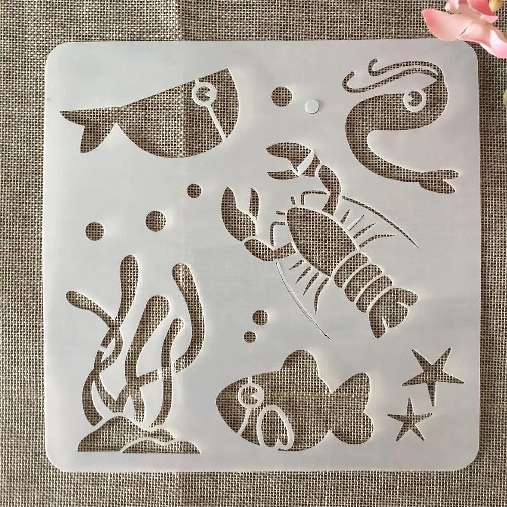 20 stencil riutilizzabili da 20 cm, motivo: sirena marina, pesce oceano, per dipingere la casa su legno, portico, porta d'ingresso, parete, decorazione per la casa