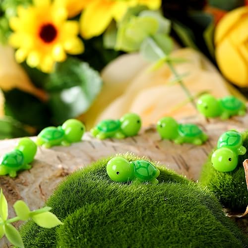 Miniatura 5 de Ripeng 100 figuras miniatura de resina de tortuga marina, pequeñas estatuas de tortugas para jardín, micro paisaje, hogar, terrario, manualidades,