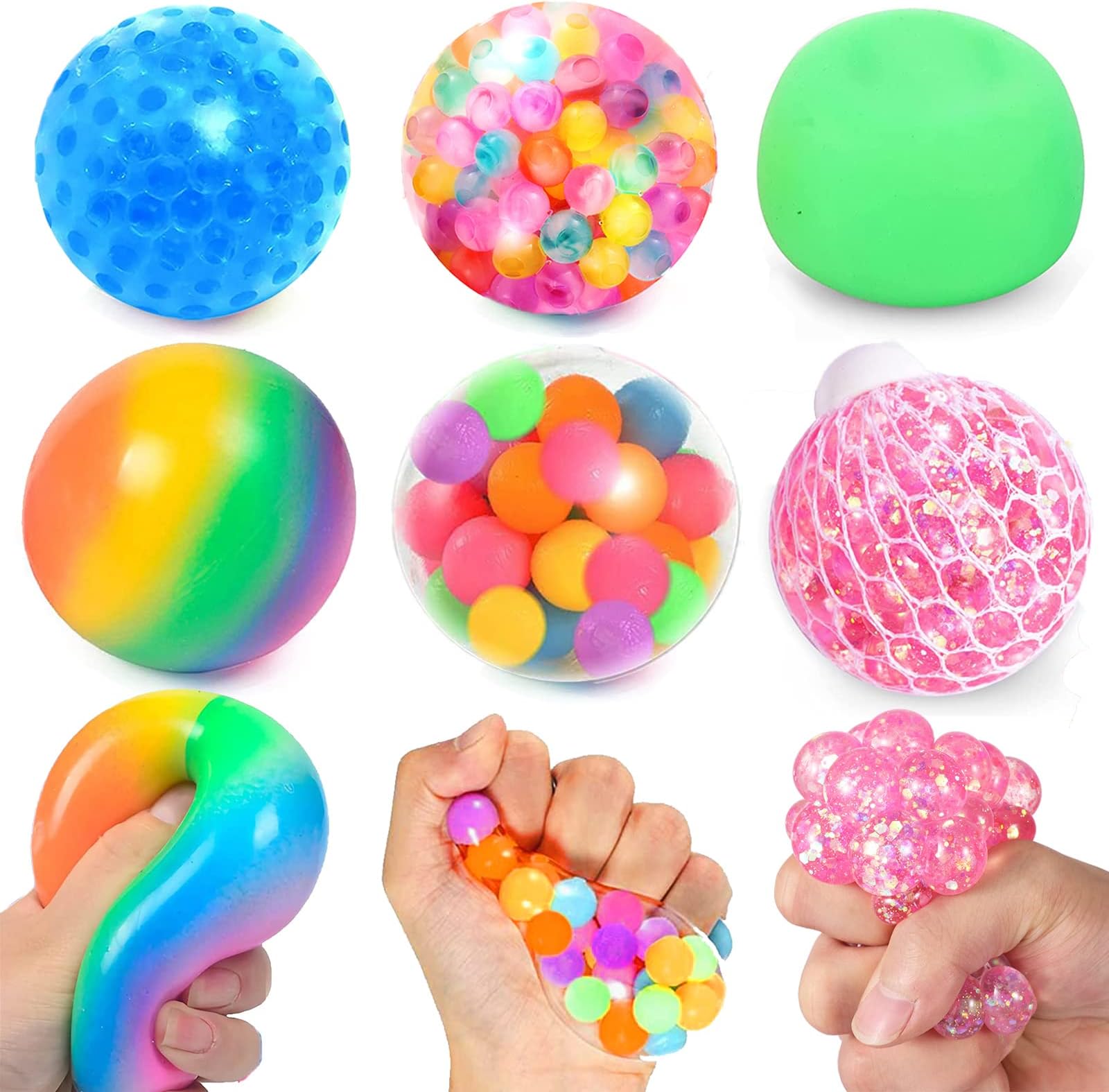 ZaxiDeel Stress Balls 6 Pack - Sensory Stress Ball for Kids, Nedo Squeeze Toys, Stress Relief Squishy Balls for kids and Adults with ADHD, Autism, Great Special Needs Toys for Boys Girls