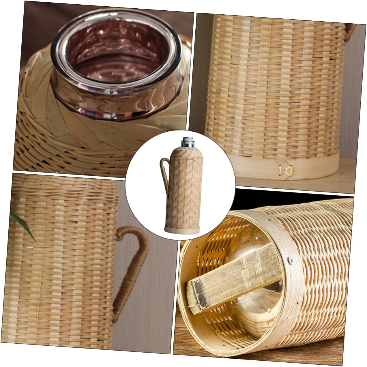 Zerodeko 1pc Insulated Water Bottle Traditional Rattan Flask for Hot Drinks Vintage Capacity for Use Creative and Design Easy to Clean