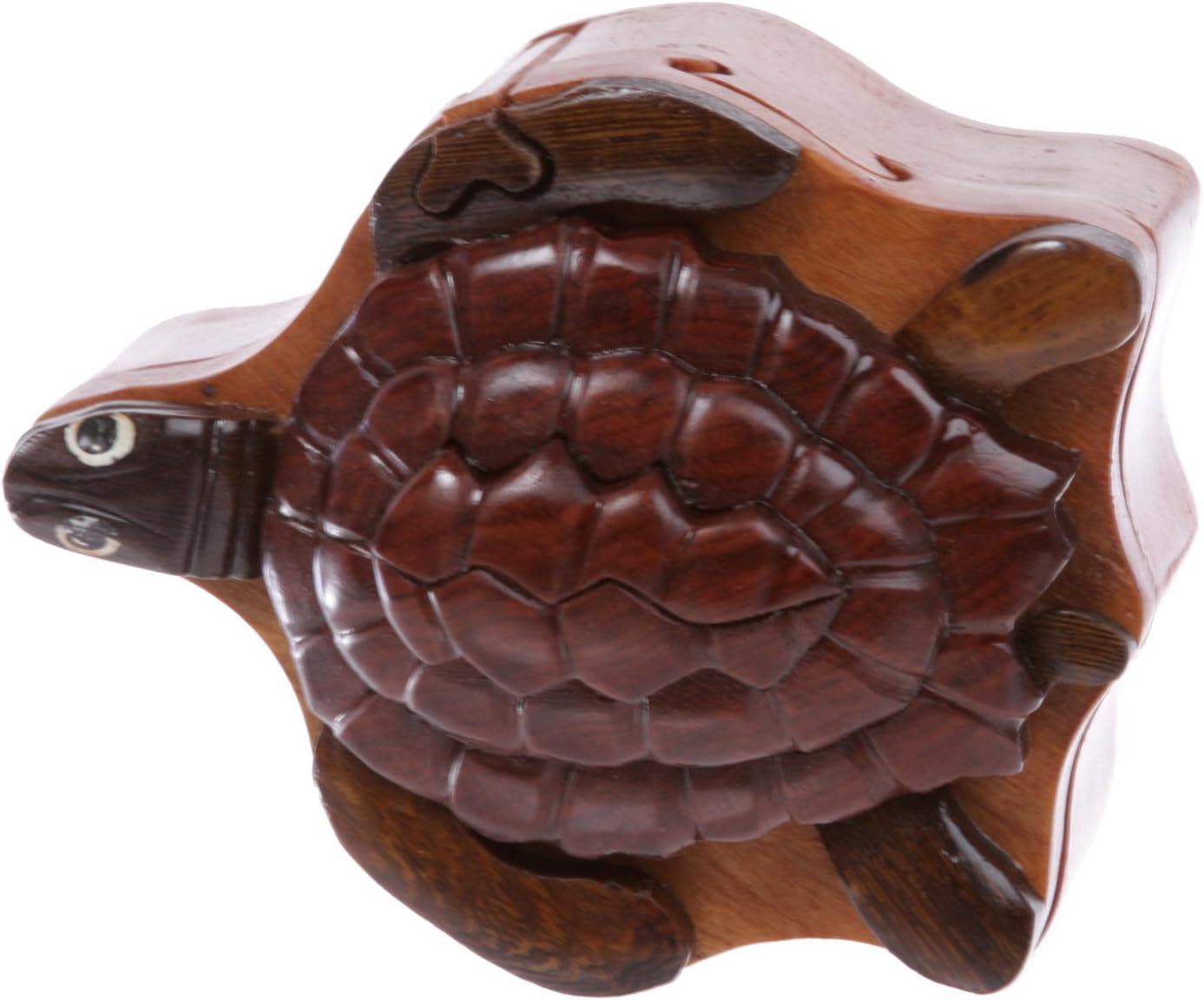 Handcrafted Wooden Animal Shape Secret Jewelry Puzzle Box - Turtle