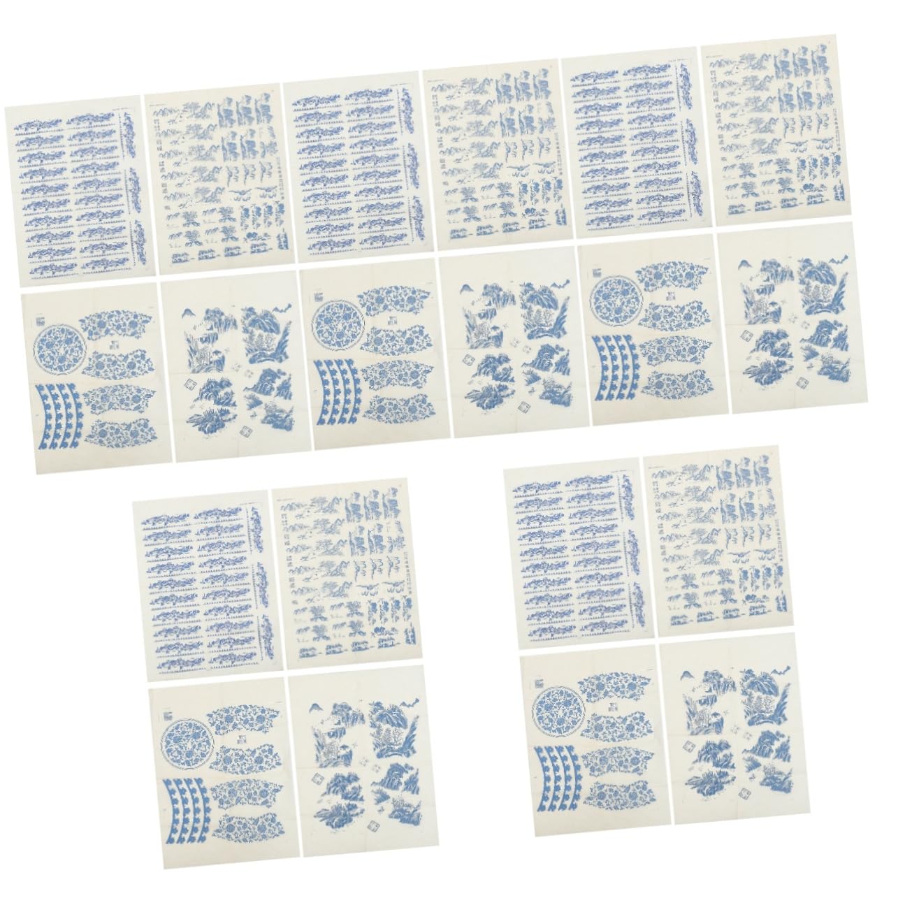Décalcomanies Jingdezhen sous glaçure premium : transfert décoratif porcelaine 20 pièces