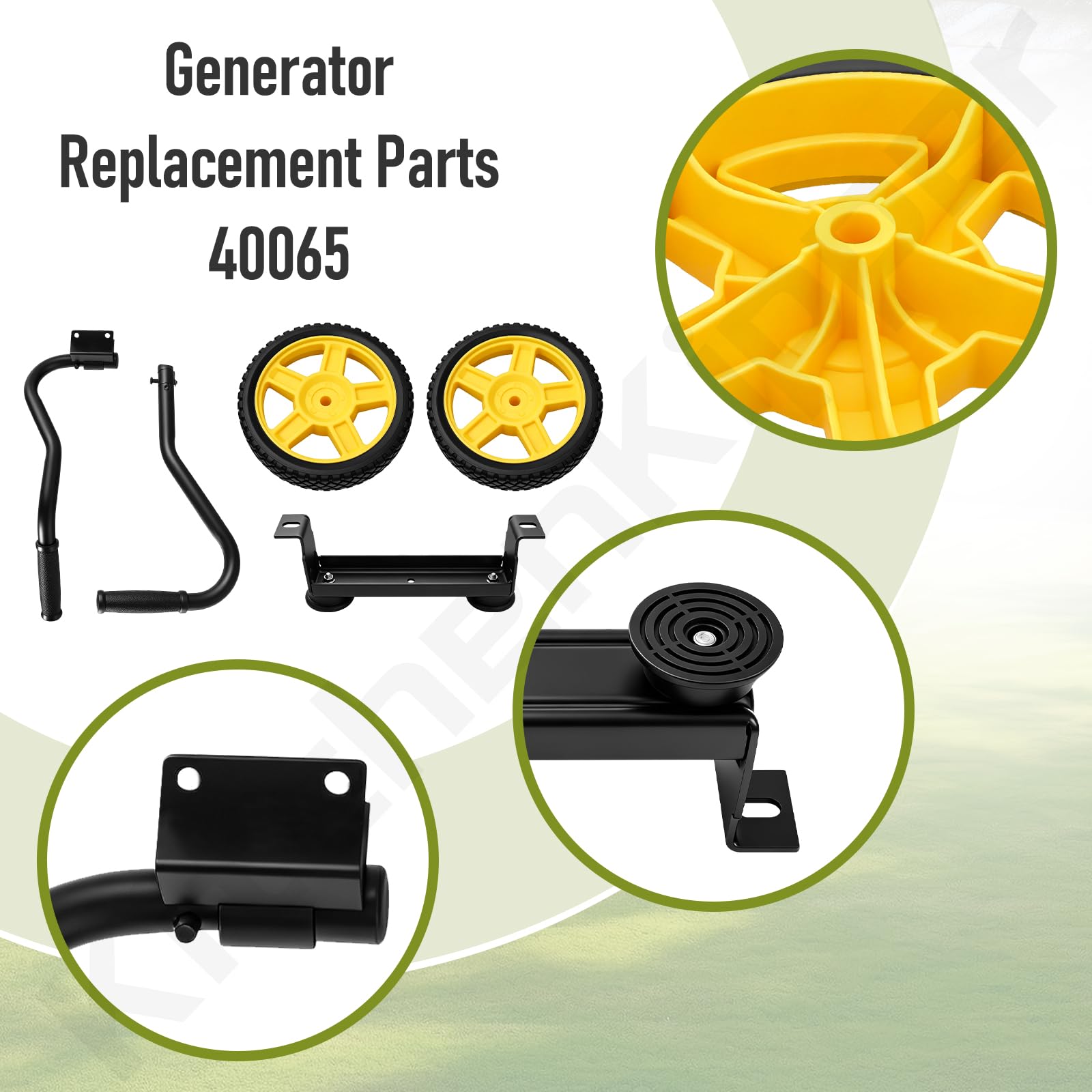KitchenKipper 40065 - Kit de rueda generadora compatible con Champion | Para generadores Champion de 2800-4750 vatios con mango plegable y neumáticos nunca planos