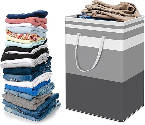Cesta de lavandería de 1 unidad, cesta de lavandería de 75 L, bolsa de lavandería plegable con asa, organización y almacenamiento de ropa ligera,