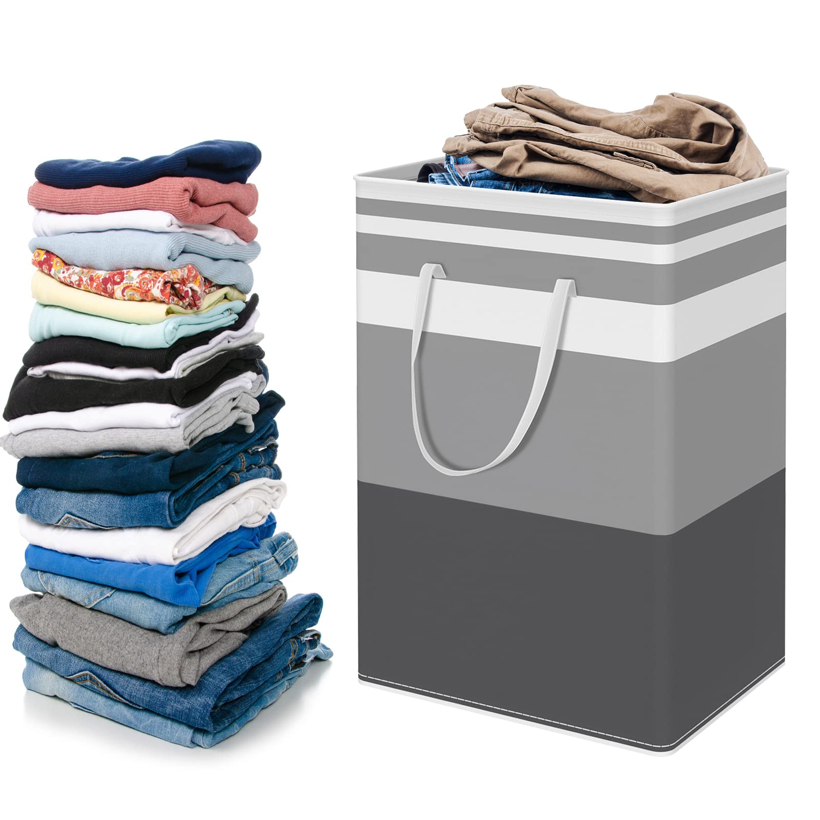 1Pcs Laundry Basket, 75L Laundry Hamper, Collapsible Laundry Bag with Handle, Lightweight Laundry Organization and Storage,Slim Laundry Hamper,Laundry Sorter Clothes Hamper for Bedroom Bathroom (1Pcs)