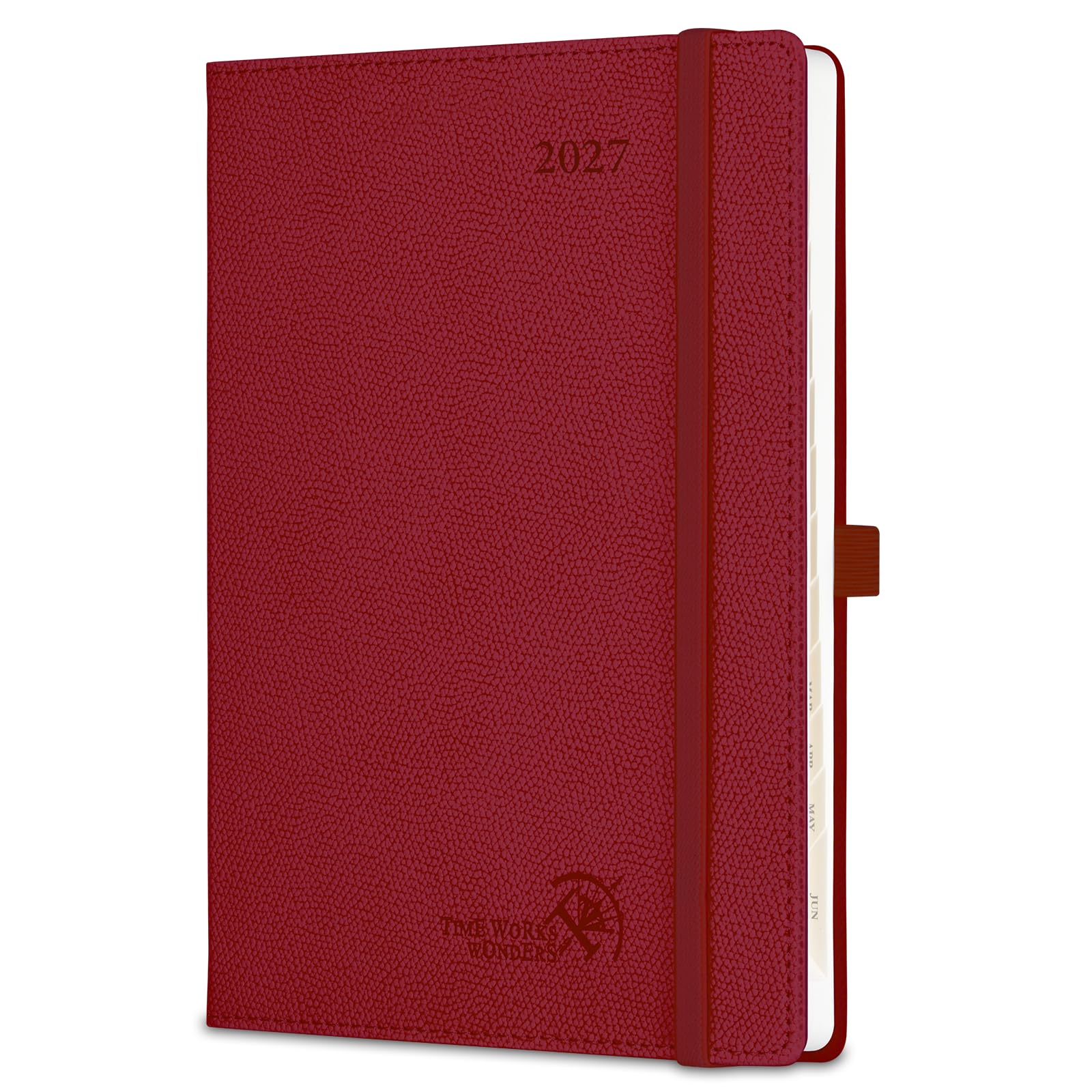 POPRUN A5 2027 Diary Week To View Pu Hardback Weekly Planner Horizontal