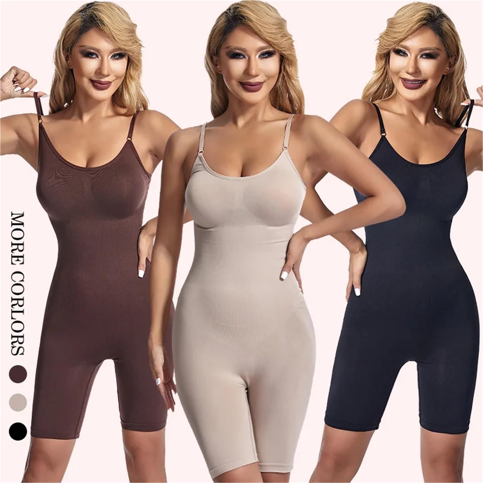 Body Modellante da Donna, a metà Coscia, Contenitivo, Modellante e Senza Cuciture Ideale per Feste, Matrimoni e Raduni(Brown,XL)