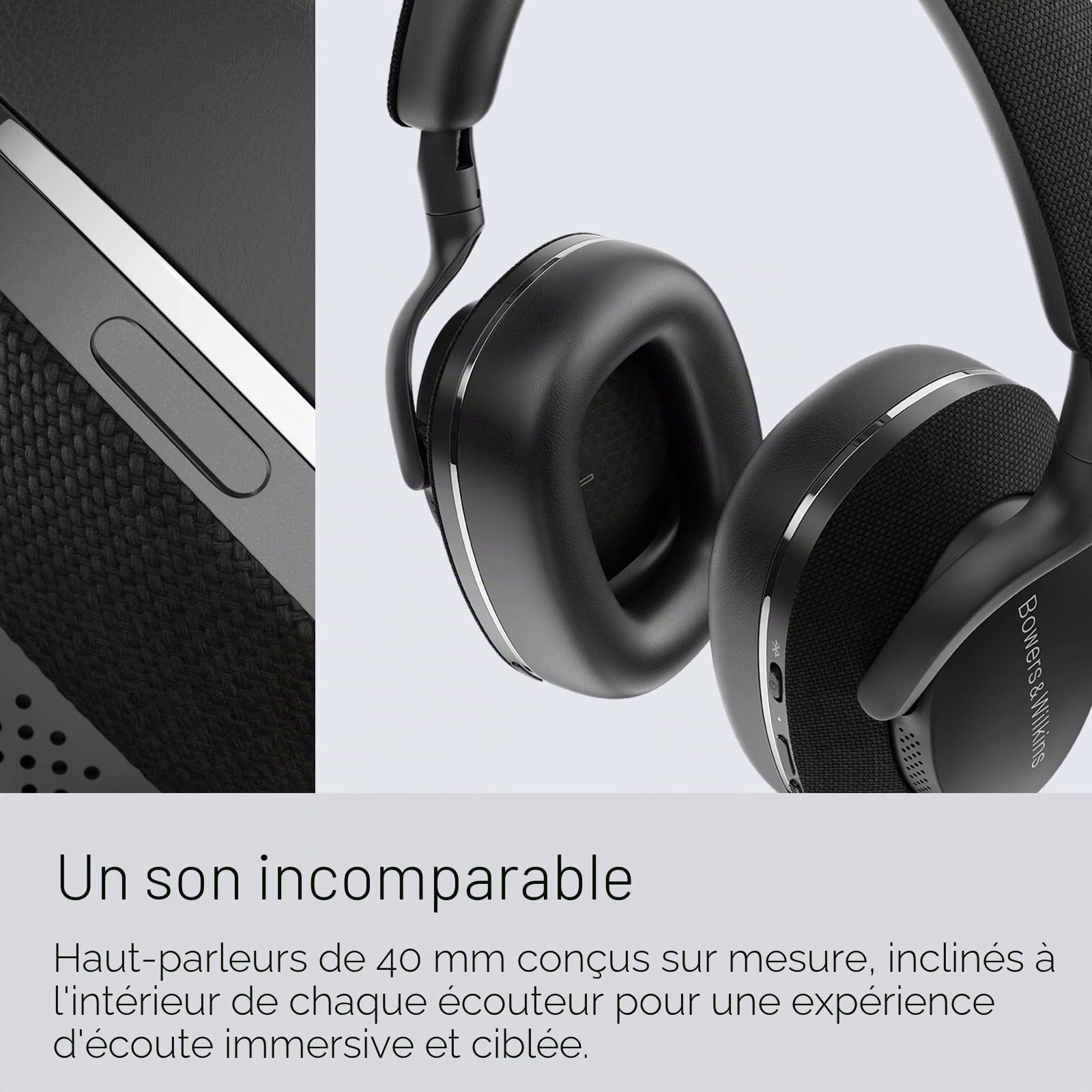 Bowers & Wilkins Px7 S2 Casque Supra-auriculaire sans Fil avec Bluetooth 5.0 et Charge Rapide, 30 Heures de Lecture et Microphone intégré - Noir