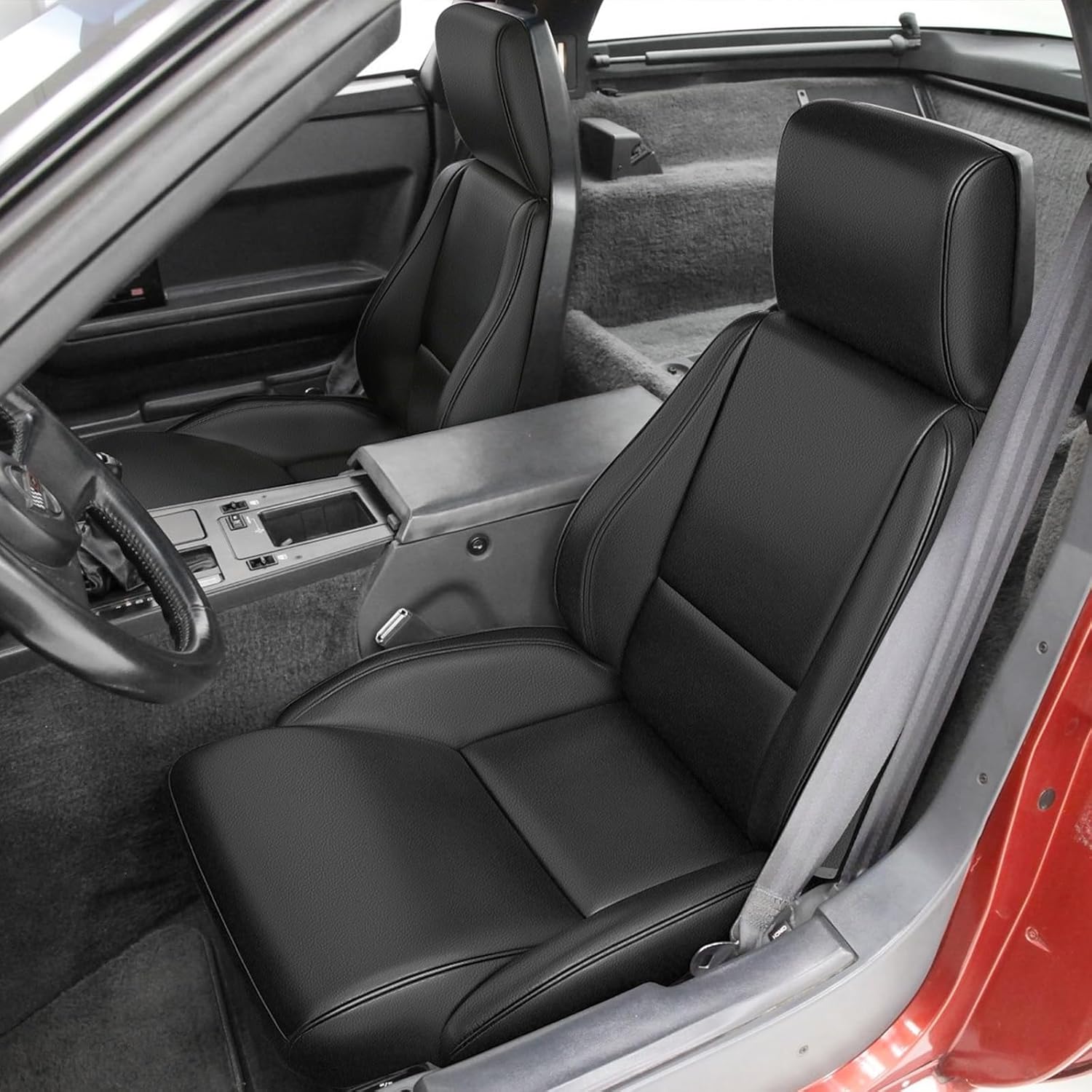 Front Seat Covers Compatible with 1984-1993 Chevy Corvette C4, Heavy Duty Leather Fabric Seat Protector