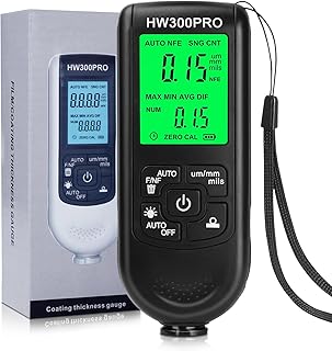 Schichtdickenmessgerät 0-2000μm, ±(3%+1µm) Präzision Digitales Lackdickenmessgerät für Metall mit Display, Ein-Taste-Bedienung für Lack, Farbe, Galvanik