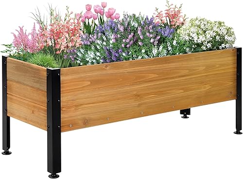 Miniatura 1 de Notume Cama de jardín elevada de 46 x 24 x 29 pulgadas, maceta de madera elevada para plantas al aire libre, macetas elevadas para plantas al aire