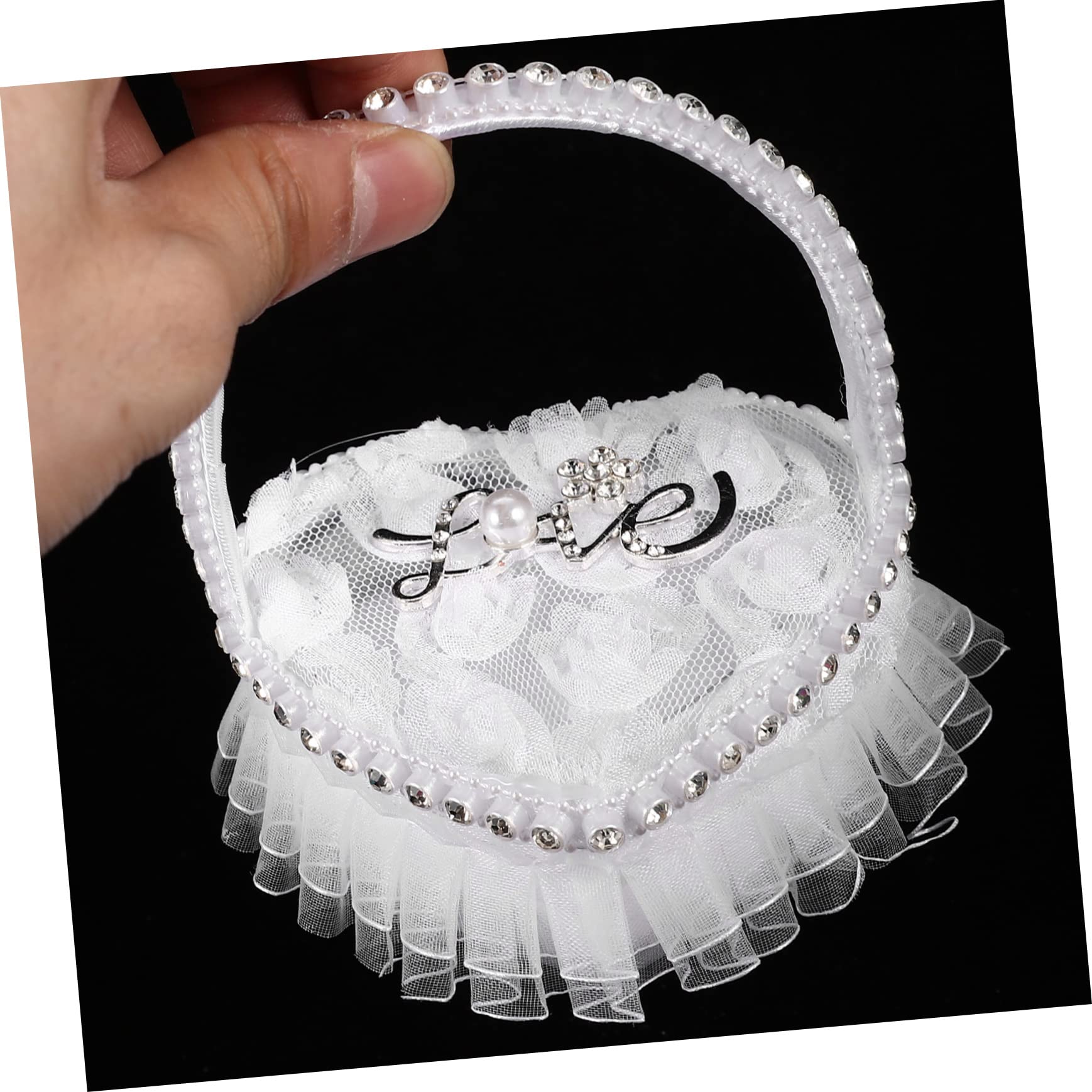 Ciieeo 5 Pezzi Cuscino Di Fidanzamento Con Maniglia Cuscino A Forma Di Cuore in Pizzo Per Matrimonio Da Donna