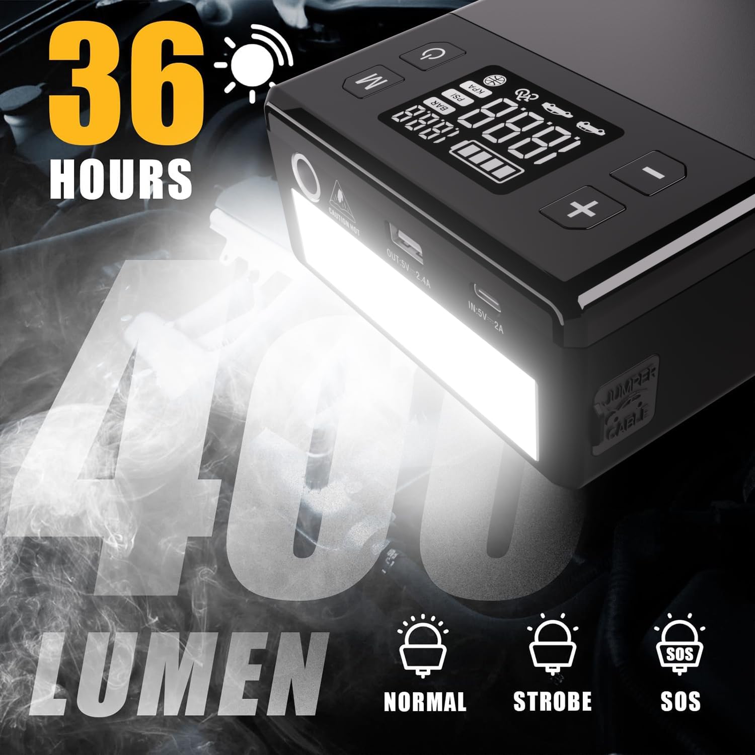 VTOMAN X1 Jump Starter with Air Compressor, Car Battery Jumper Starter (2500A, Up to 8.5L Gas/6L Diesel Engine) with 150PSI Auto Tire Inflator, 12V Portable Booster Pack, Lithium Jump Box Charger-Gray