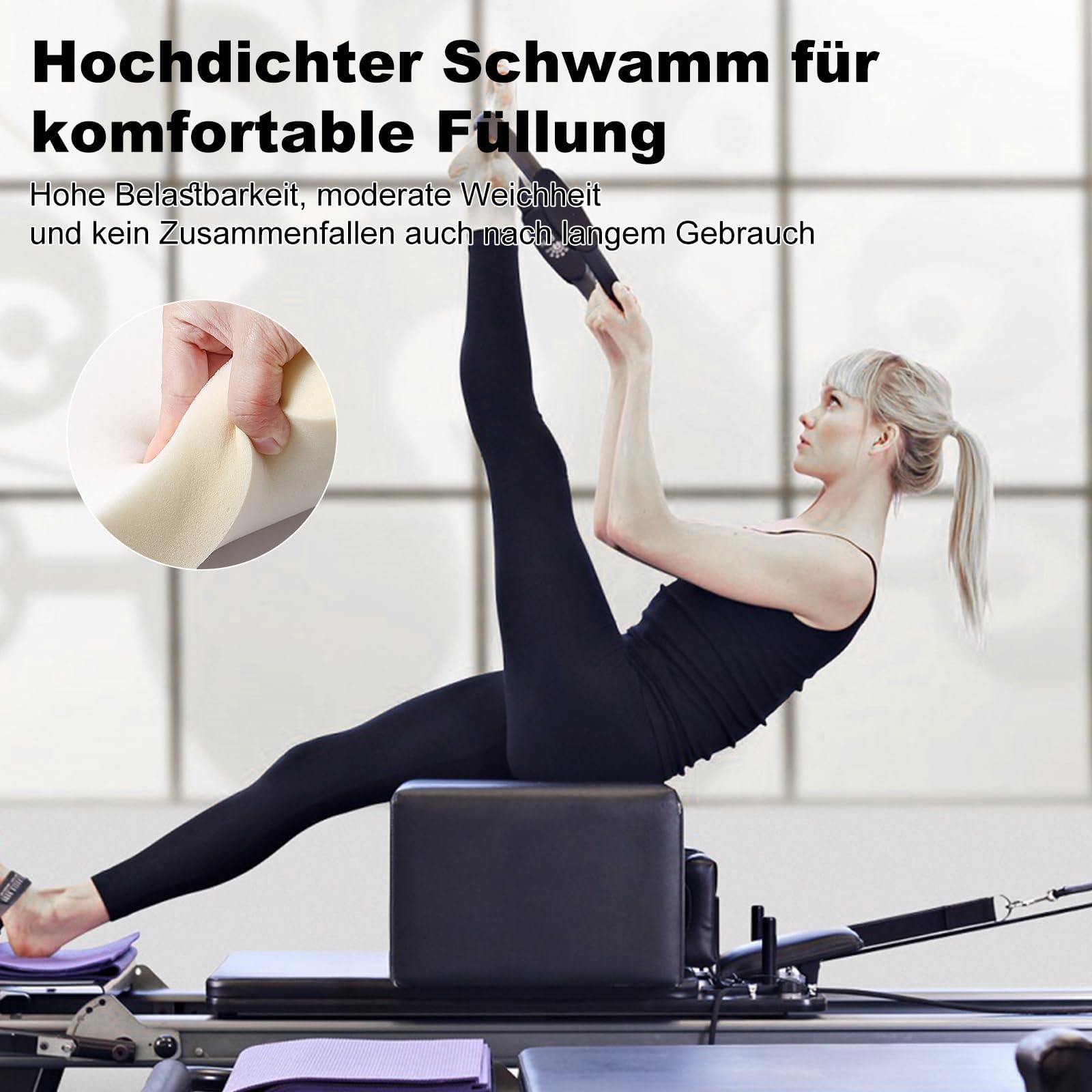 Pilates Reformer Box, Pilates Sitzbox mit Griffen, Pilates Zubehörbox, Pilates Trainingsgerät, geeignet für Fitness, Dehnungs- und Gleichgewichtstraining