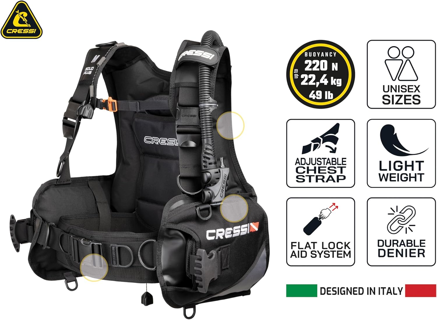 CRESSI Solid Plus Scuba Package for Avid Scuba Divers - Made in Italy Quality Since 1946