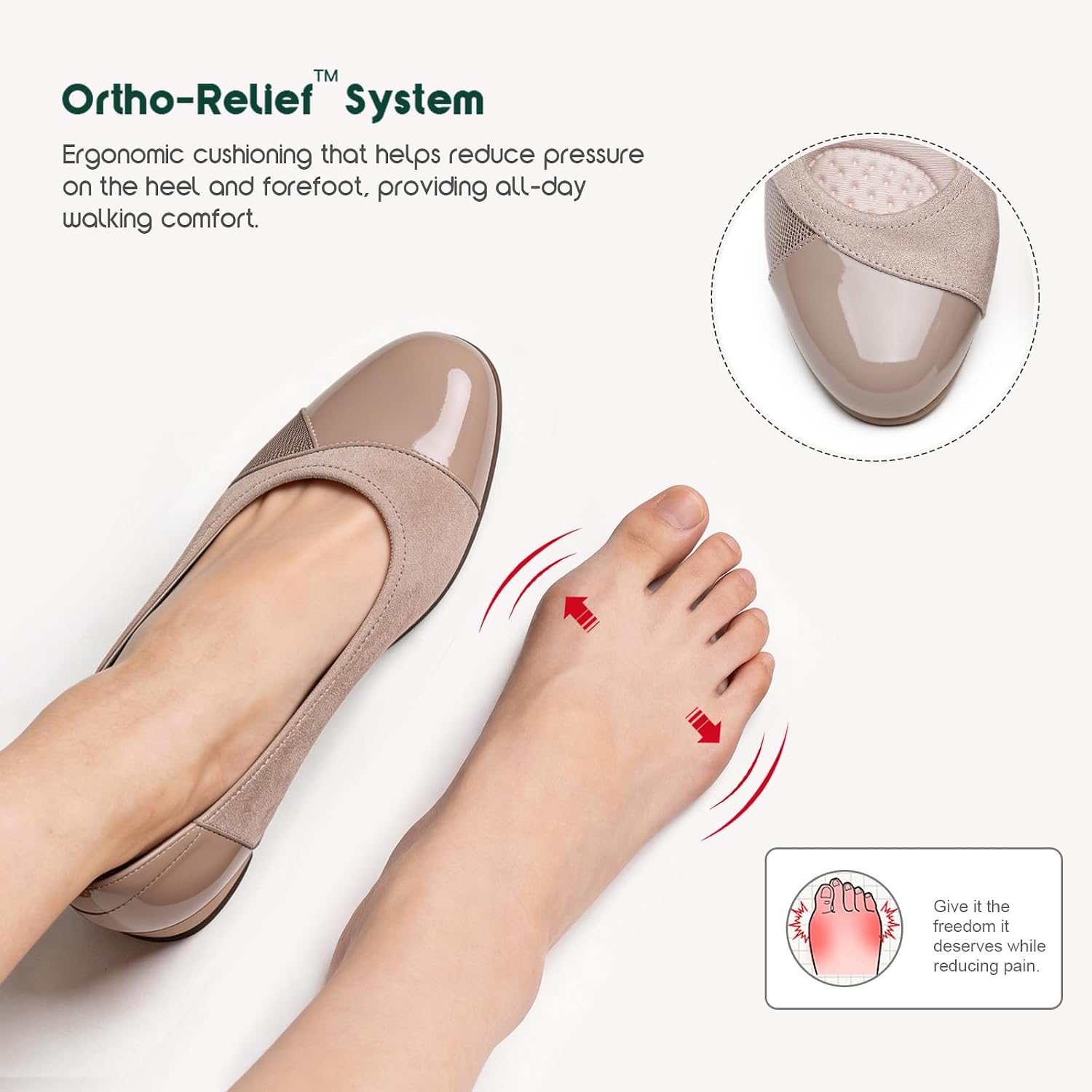 Women Orthopedic Dress Shoes Low Heel Slip On Pumps Comfort Work Shoes