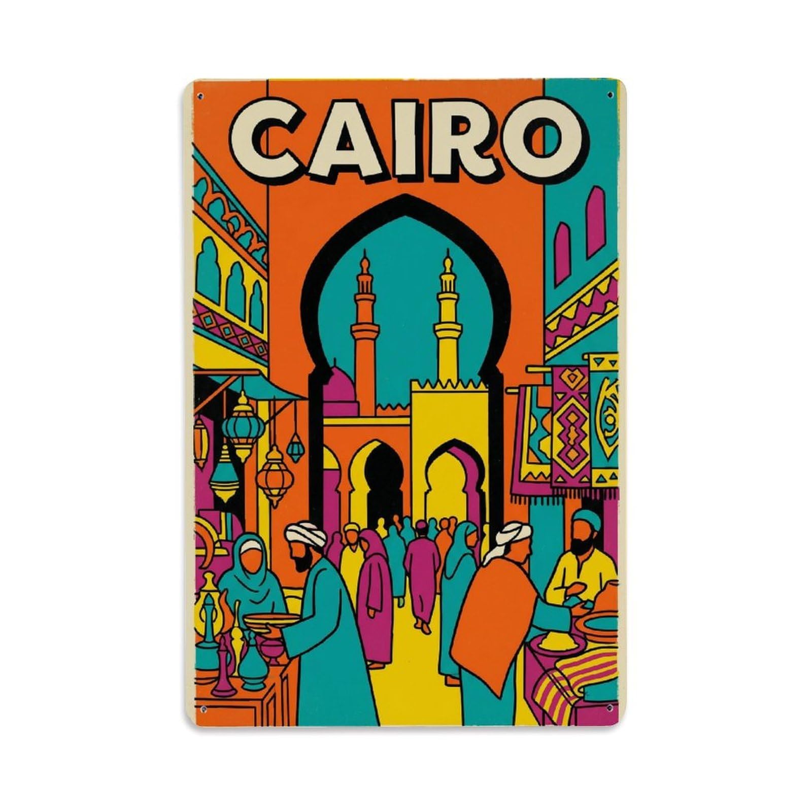Gead 8X12inch Style Vintage Travel Cairo Bazaar Metal Tin Sign