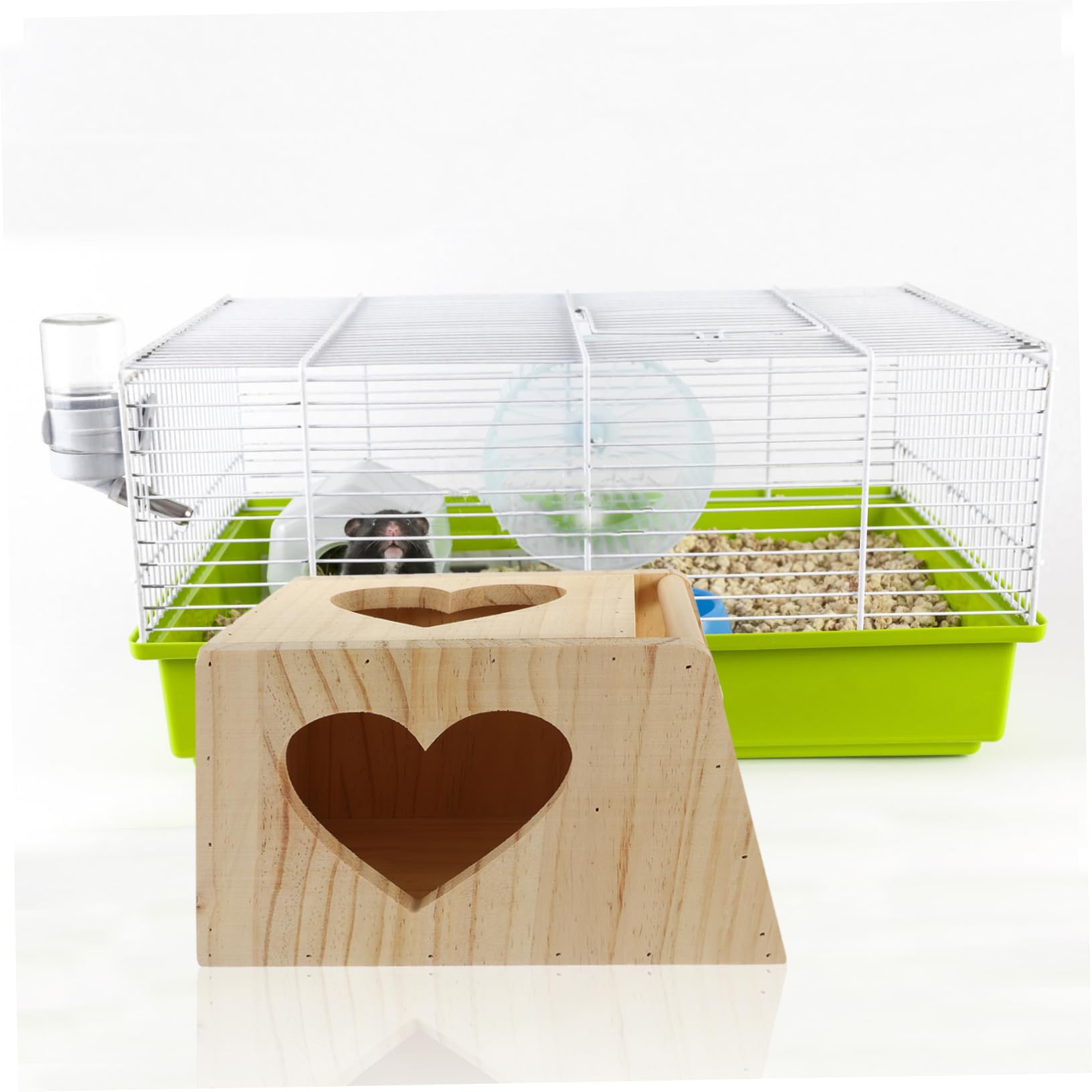Happyyami Supporto Alimentare Legno Per Conigli e Piccoli Animali Rack Stante Multifunzionale Con Doppio Scomparto Per Fieno e Cibo Fresco Design Sicuro e Divertente Per Gioco e La