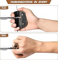 Vista 6 de Ringsun - Pestañas de cuero para dedos de tiro con arco, protector de dedo hecho a mano para equipo de práctica de tiro, pestaña de dedos para arcos