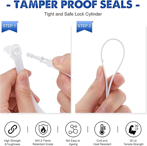 Miniatura 4 de Roowest 1000 sellos de plástico para puerta de remolque de camión, etiquetas de seguridad a prueba de manipulaciones, cerraduras desechables de