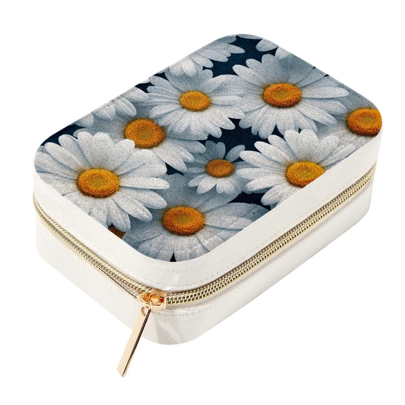 Boîte à bijoux de voyage Daisy en velours pour bagues et colliers