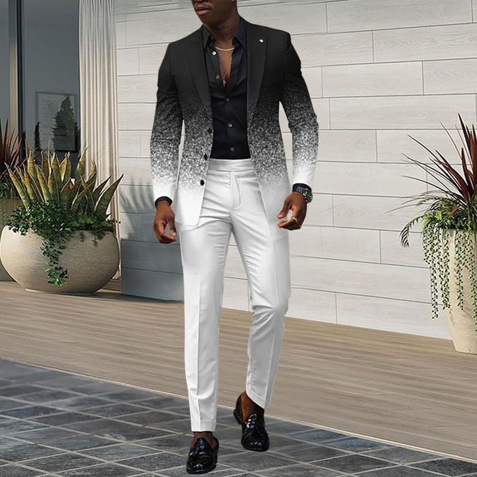 Costume Homme 2 Pièces Slim Fit Smoking Revers Causal d'affaires Formel Veste 3 Boutons Vintage Confort Blazer Veste et Pantalon pour Mariage Business