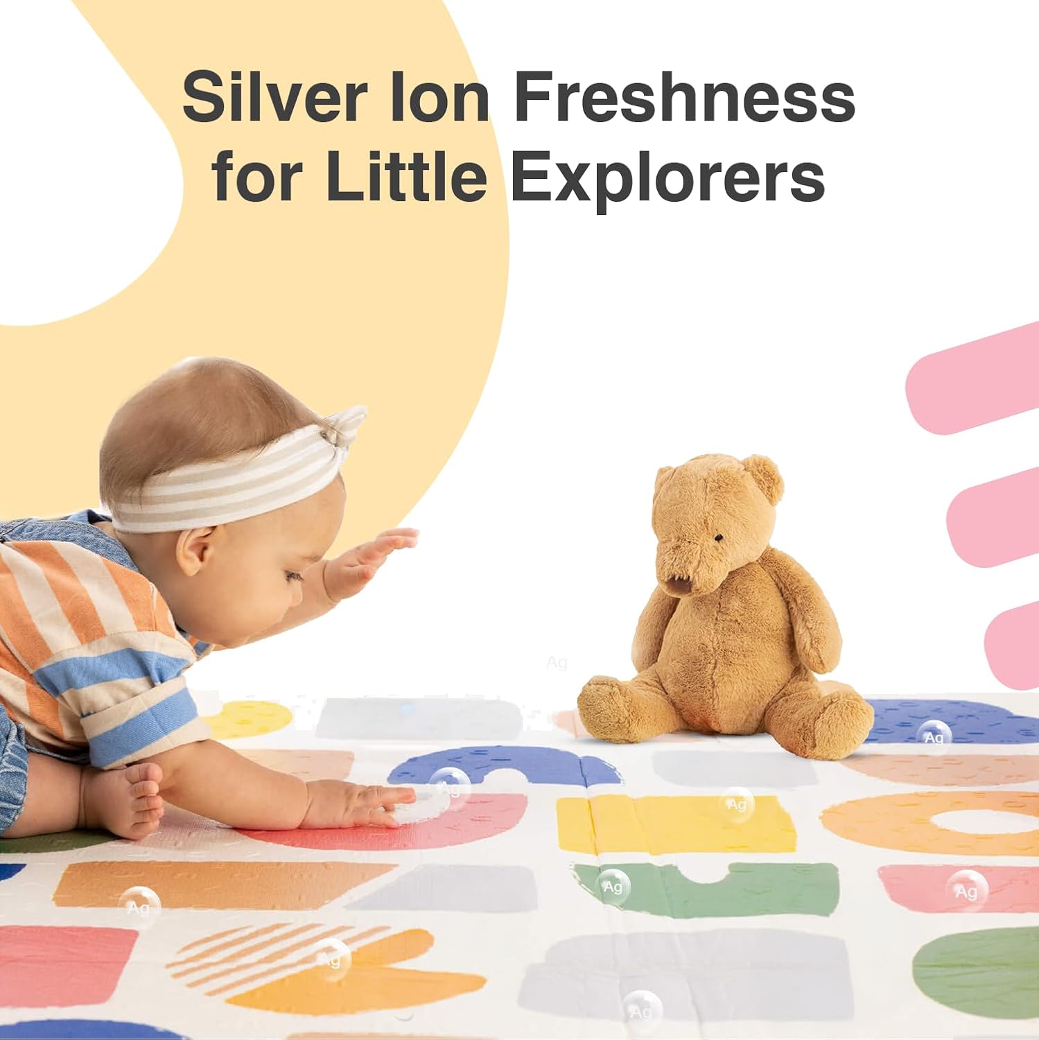 Oribel Foldable Baby Play Mat | 6.6ft x 5ft | Odour Resistant | Premium Thick & Plush | Waterproof, Stain Resistant & Easy Clean (Happy Palette)