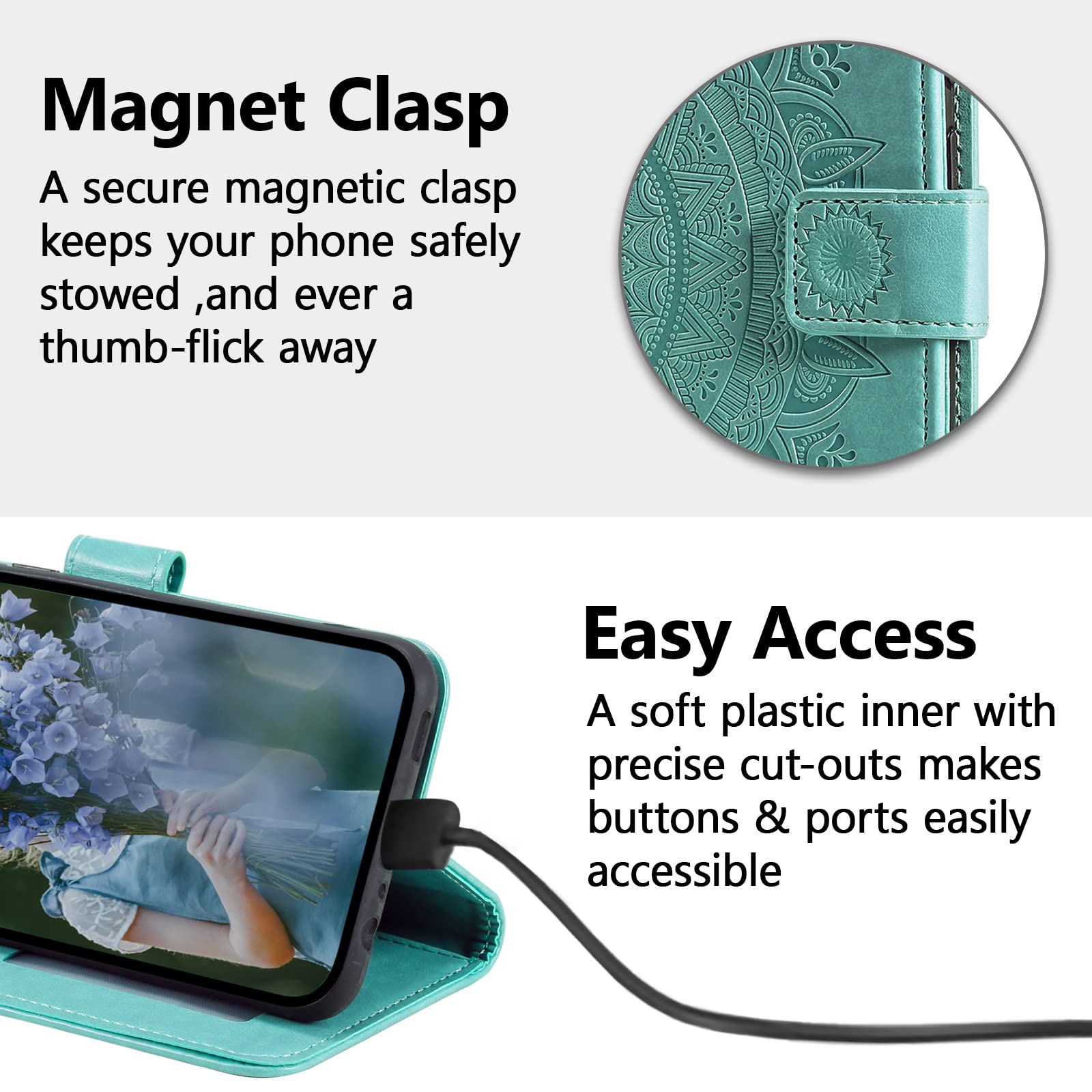EYZUTAK Capa de telefone Mandala para iPhone 14 Pro, capa flip