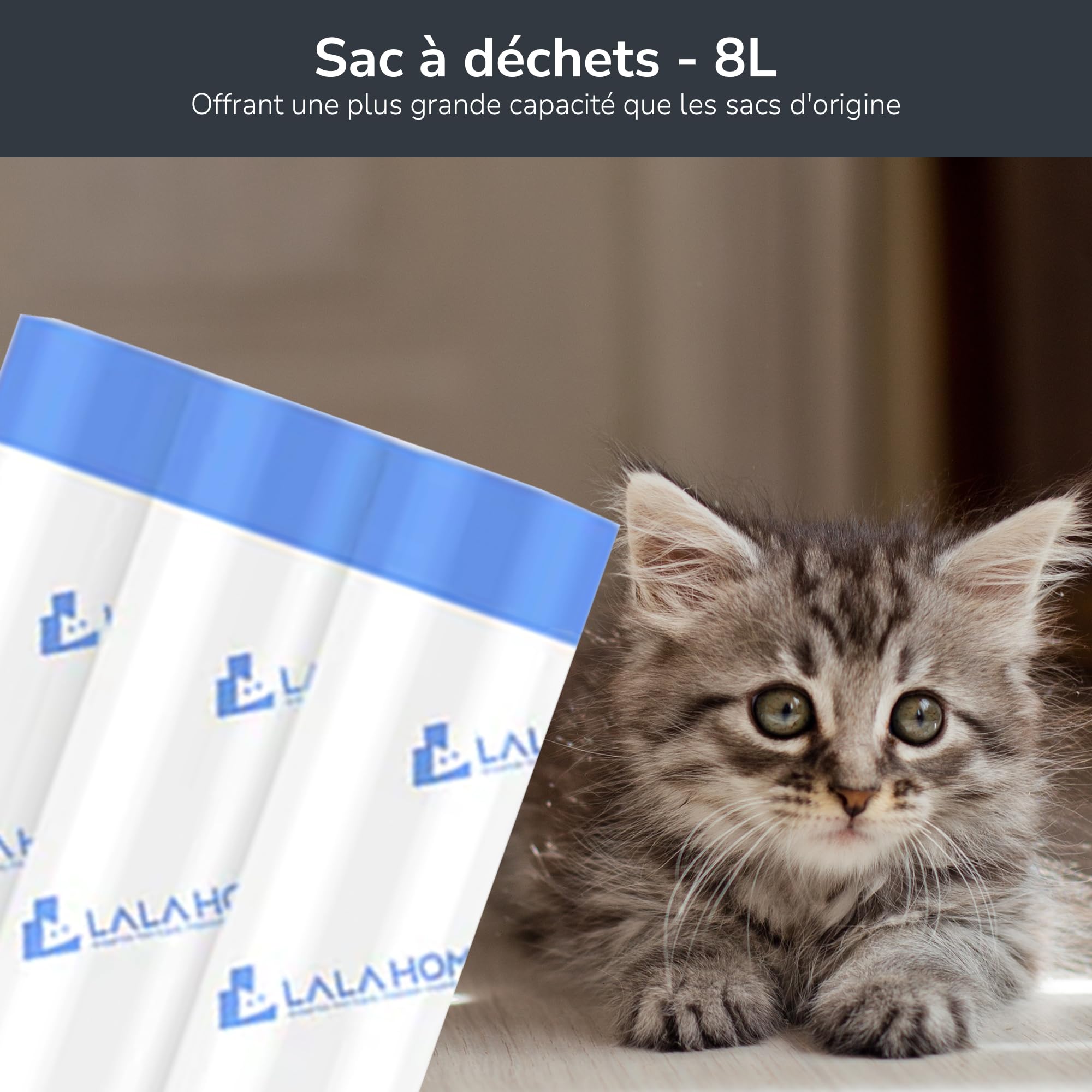 Sac Poubelle de Doublure pour litière autonettoyante – Sac Poubelle de Recharge pour litière Automatique pour Chat, 36 Sacs à déchets compatibles avec Cordon de Serrage – LALAHOME