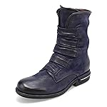 A.S.98 Traver Womens High-Ankle Boots Leather Boots w/Straps & Side Zipper (Midnight - 39EU)