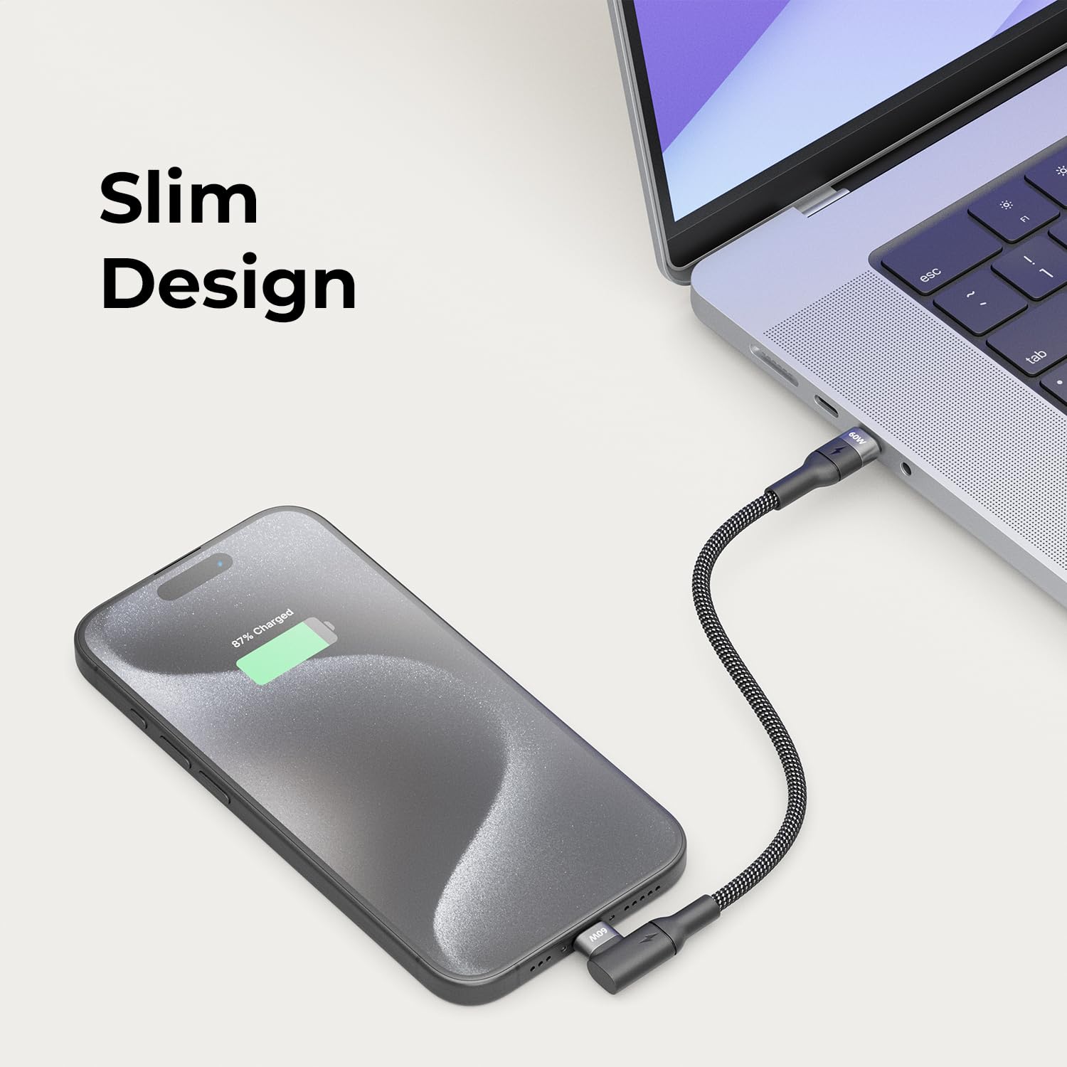 deleyCON 0,15m USB C Kabel Krótki Kątowy 90° (60W Kabel Szybkiego ładowania) USB-C na USB-C - Kabel do iPhone 17 16 15 Galaxy A16 A56 S25 S24 S23 Pixel iPad MacBook AirPods Tablet Carplay