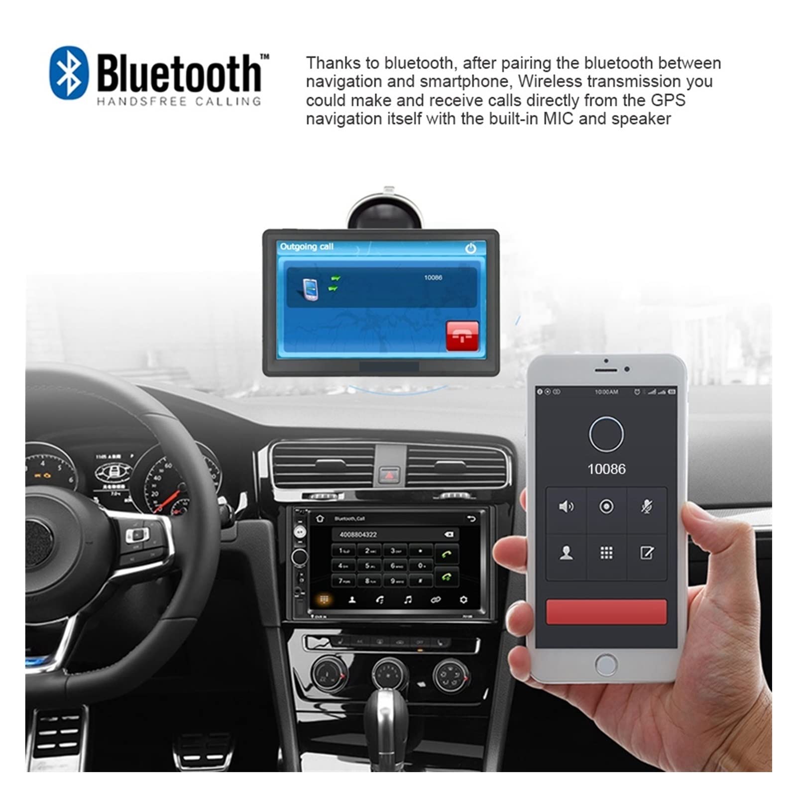 Auto portatile GPS Schermo capacitivo di navigazione Bluetooth da 7 pollici 8 GB 256m Mappe del veicolo camion Maps Europa, Serie Pro(With Bluetooth)