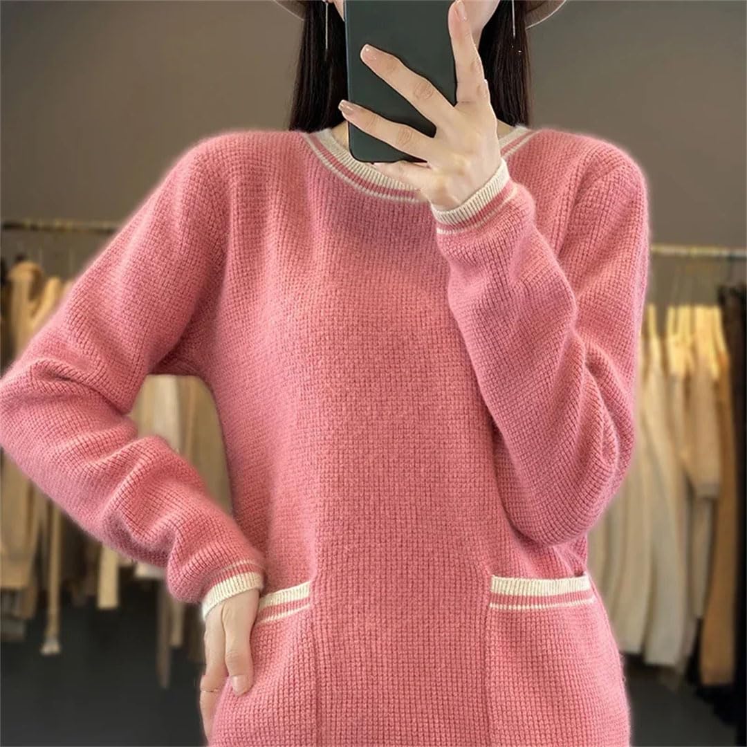 Sweter Damski Sweter Z Dzianiny Okrągły Kołnierz Swetry Kaszmir Bluzki Z Długim Rękawem