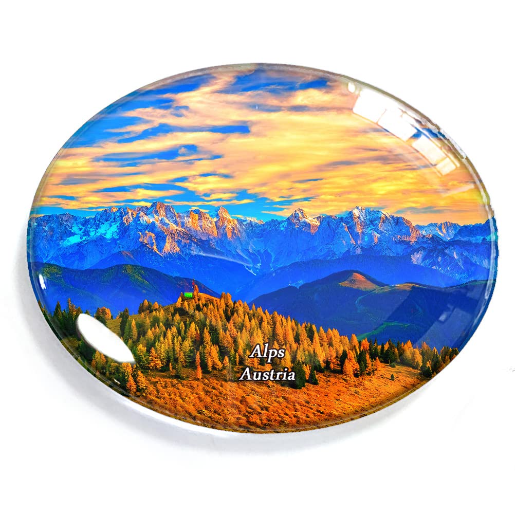 Alps Austria Magnet Fridge Refrigerator Freezer Magnet Sticker Souvenir Decorations Oval Crystal Magnet Kitchen Whiteboard