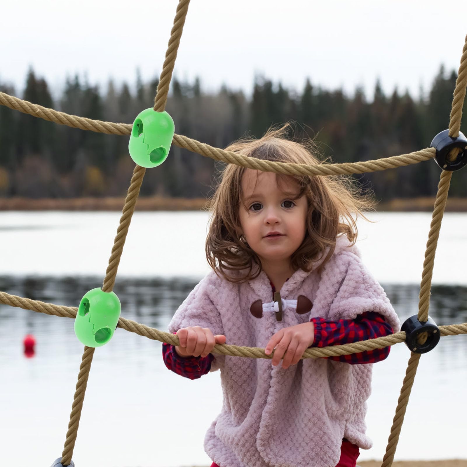 POPETPOP 6pcs Climbing Net Buckles Plastic Cargo Net Connectors Rope Ladder Swingset Clips for Indoor & Outdoor